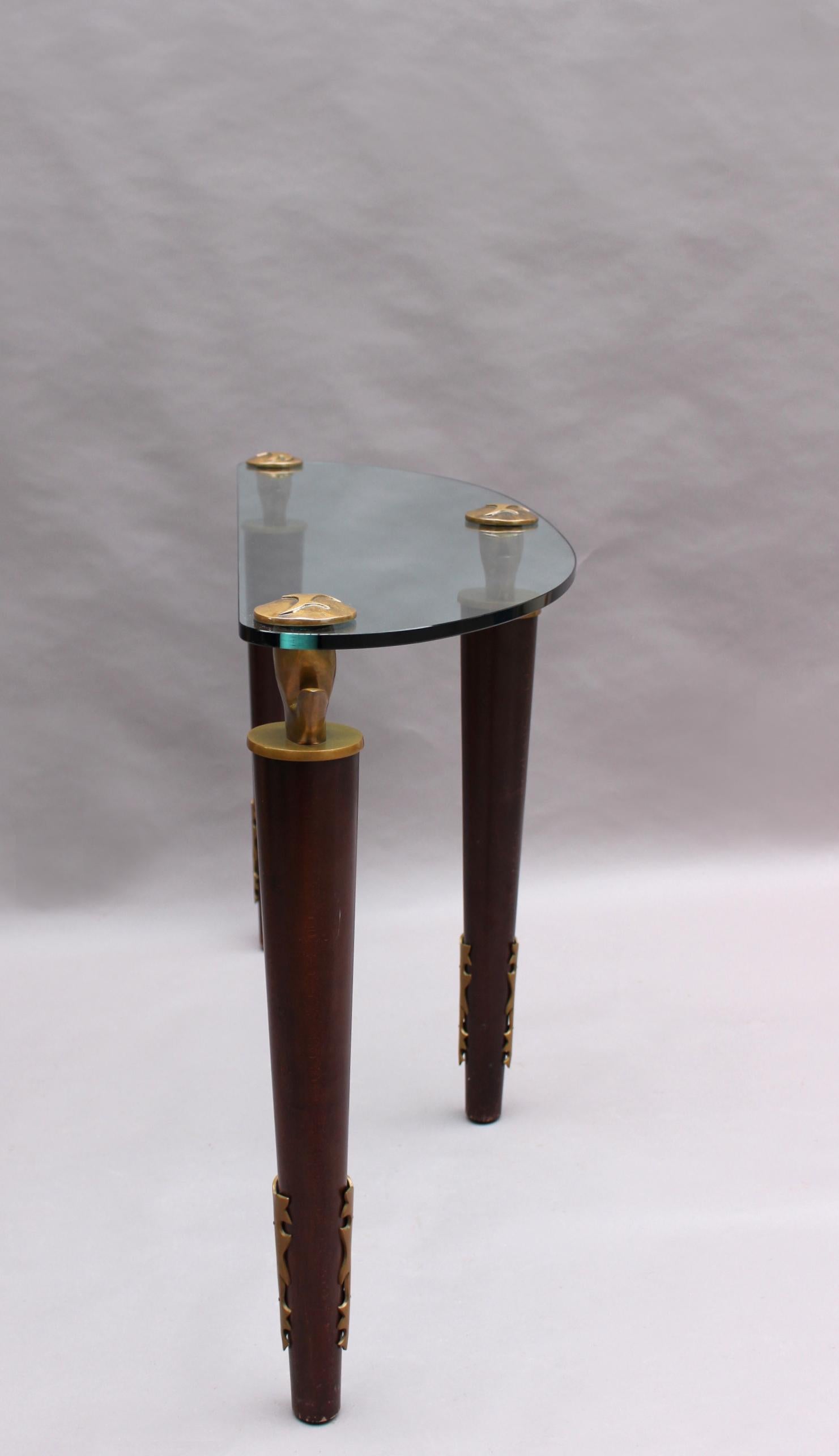 Bronze Console française en bois, bronze et verre par Garouste et Bonetti en vente