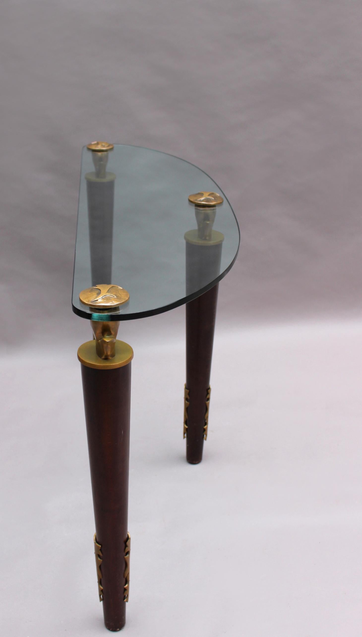 Consola francesa de madera, bronce y cristal de Garouste and Bonetti en venta 1