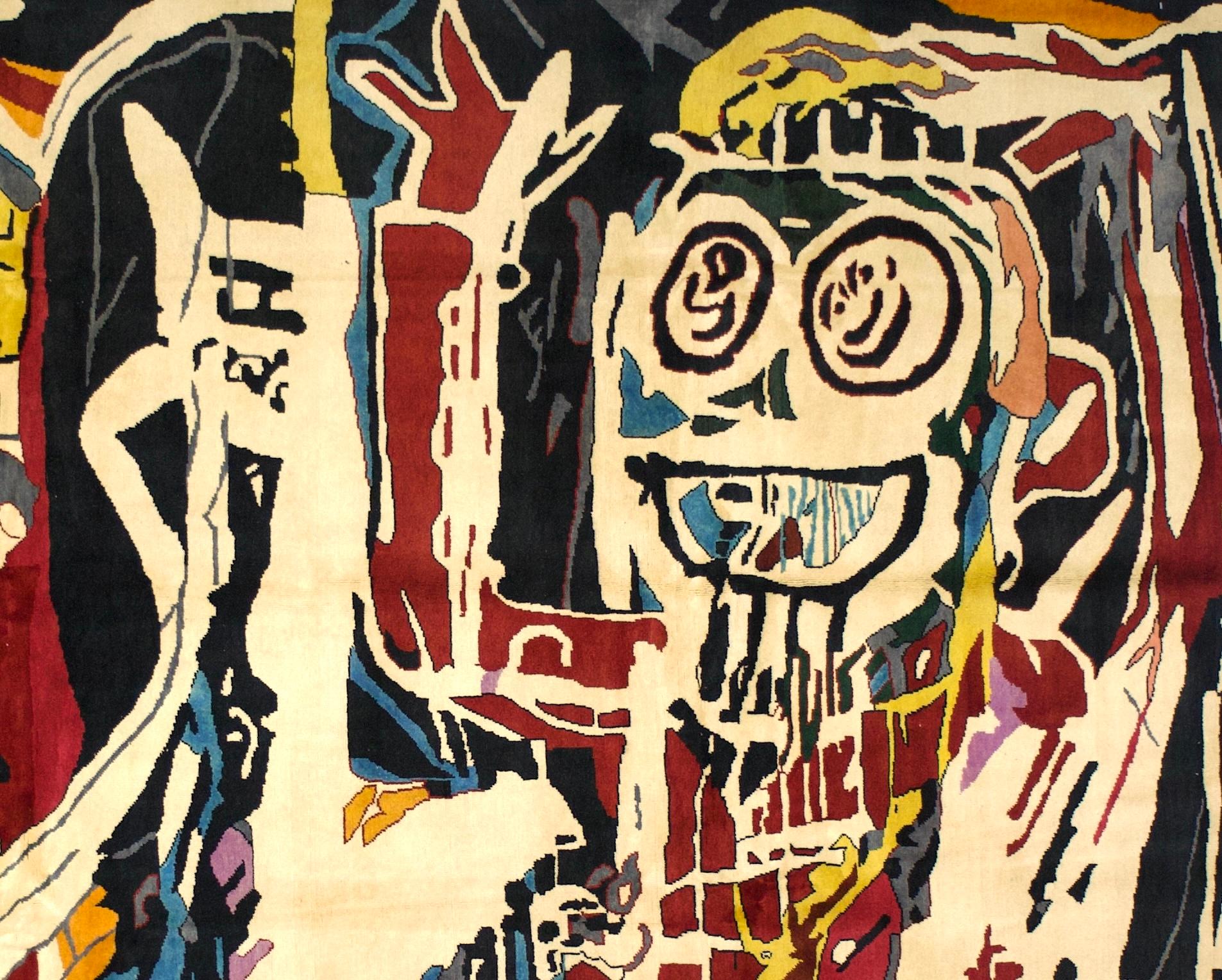 Fine French Wool Rug After Basquiat 5’9
