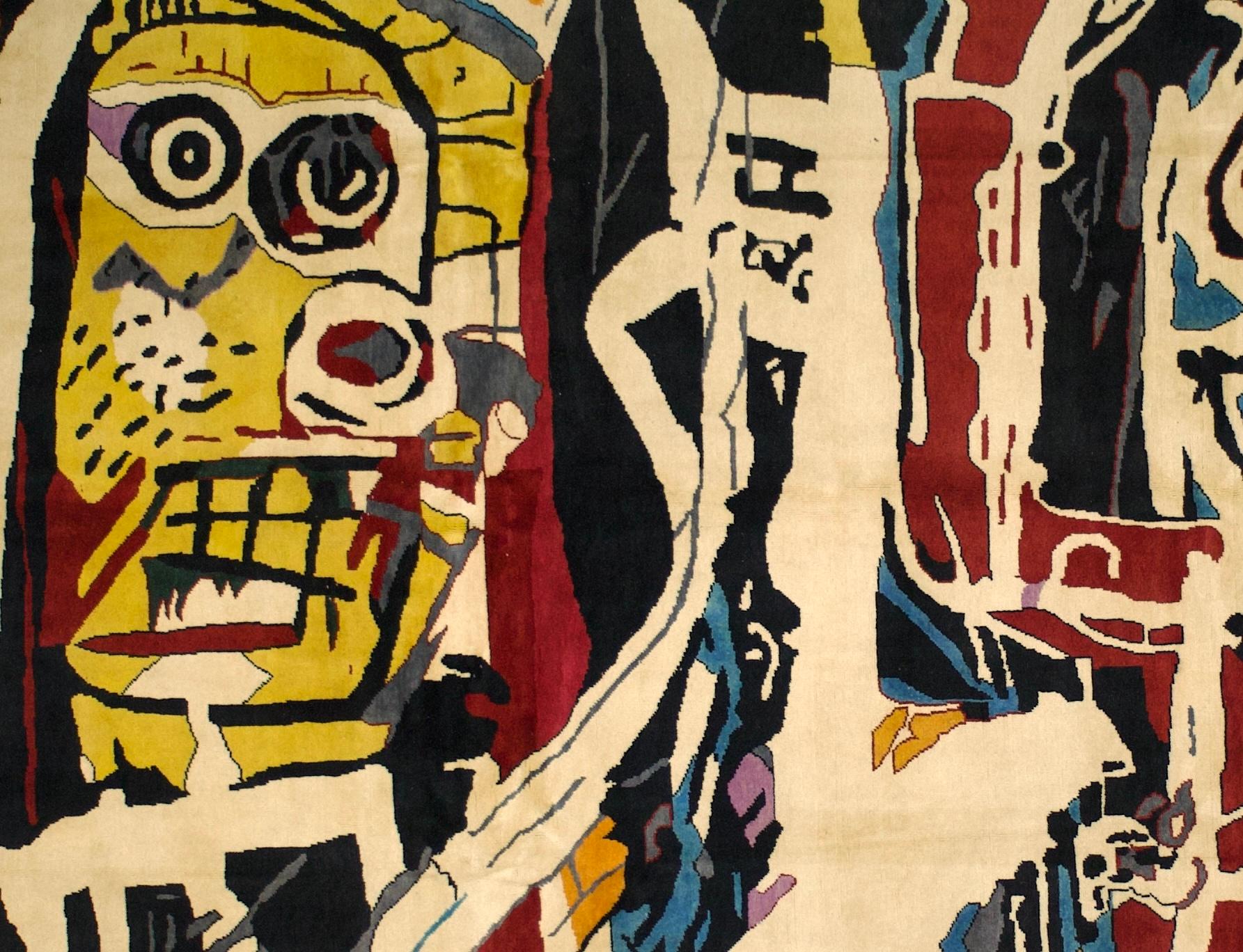 20th Century Fine French Wool Rug After Basquiat 5’9