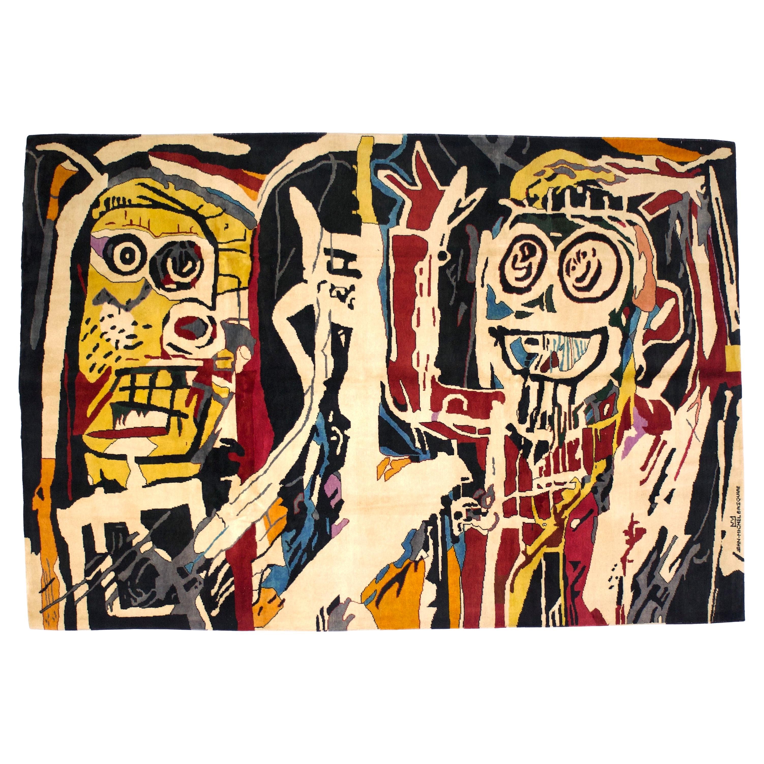 Fine French Wool Rug After Basquiat 5’9" x 8’6”