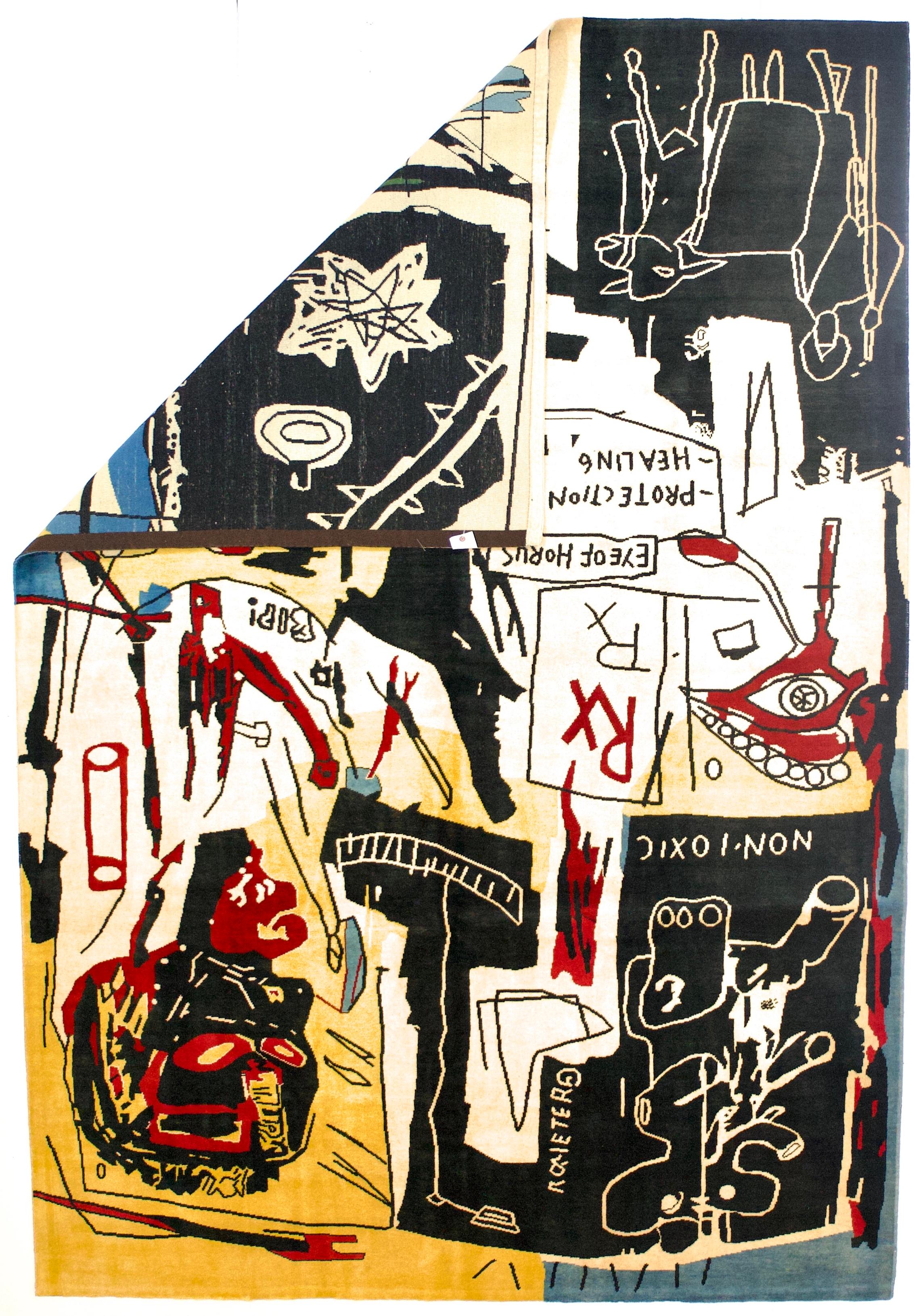 Fine French Wool Rug After Basquiat 6'8