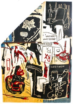 Fine French Wool Rug After Basquiat 6'8" x 9’8"
