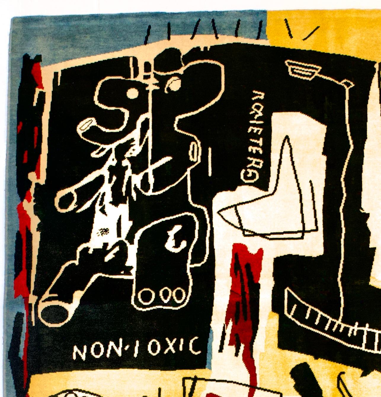 Fine French Wool Rug After Basquiat 6'8