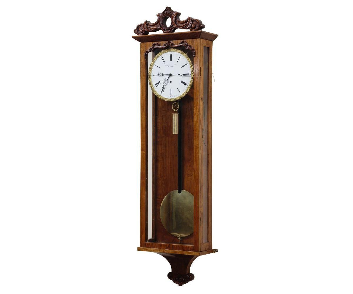 Fino Reloj de Pared Regulador de Viena Grand-Sonnerie Striking Fruitwood Biedermeier en venta