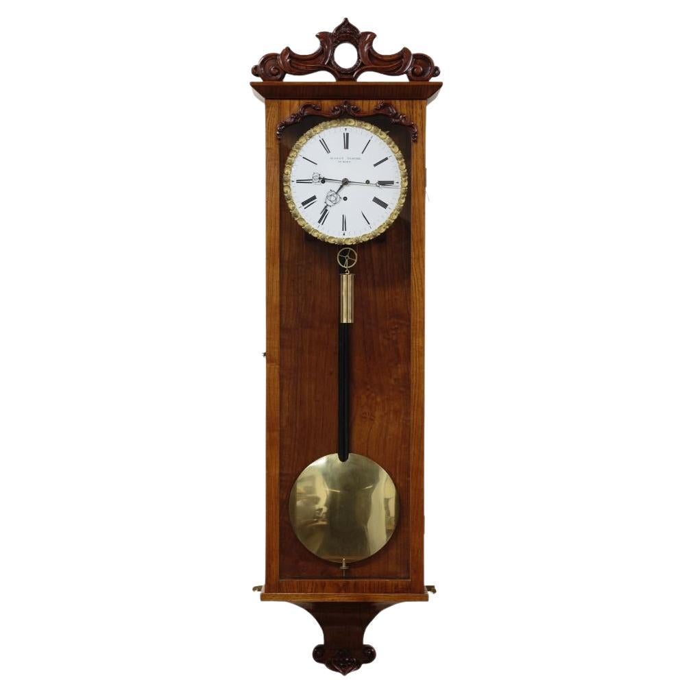 Fine Fruitwood Grand-Sonnerie Striking Vienna Regulator Wall Clock For Sale