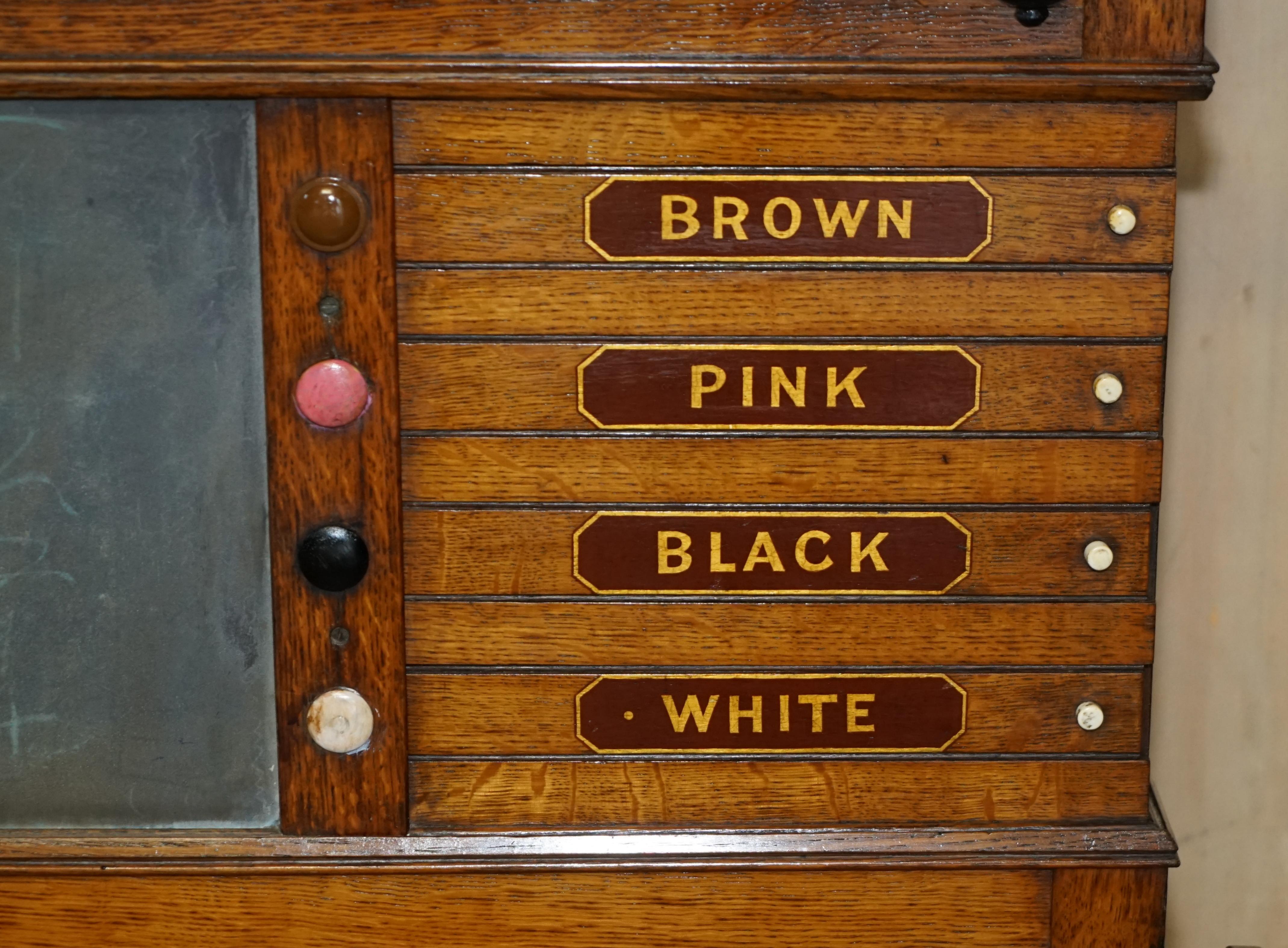 Fine Fully Restored Antique Victorian Honey Oak Snooker Scoreboard Ball Storage 5