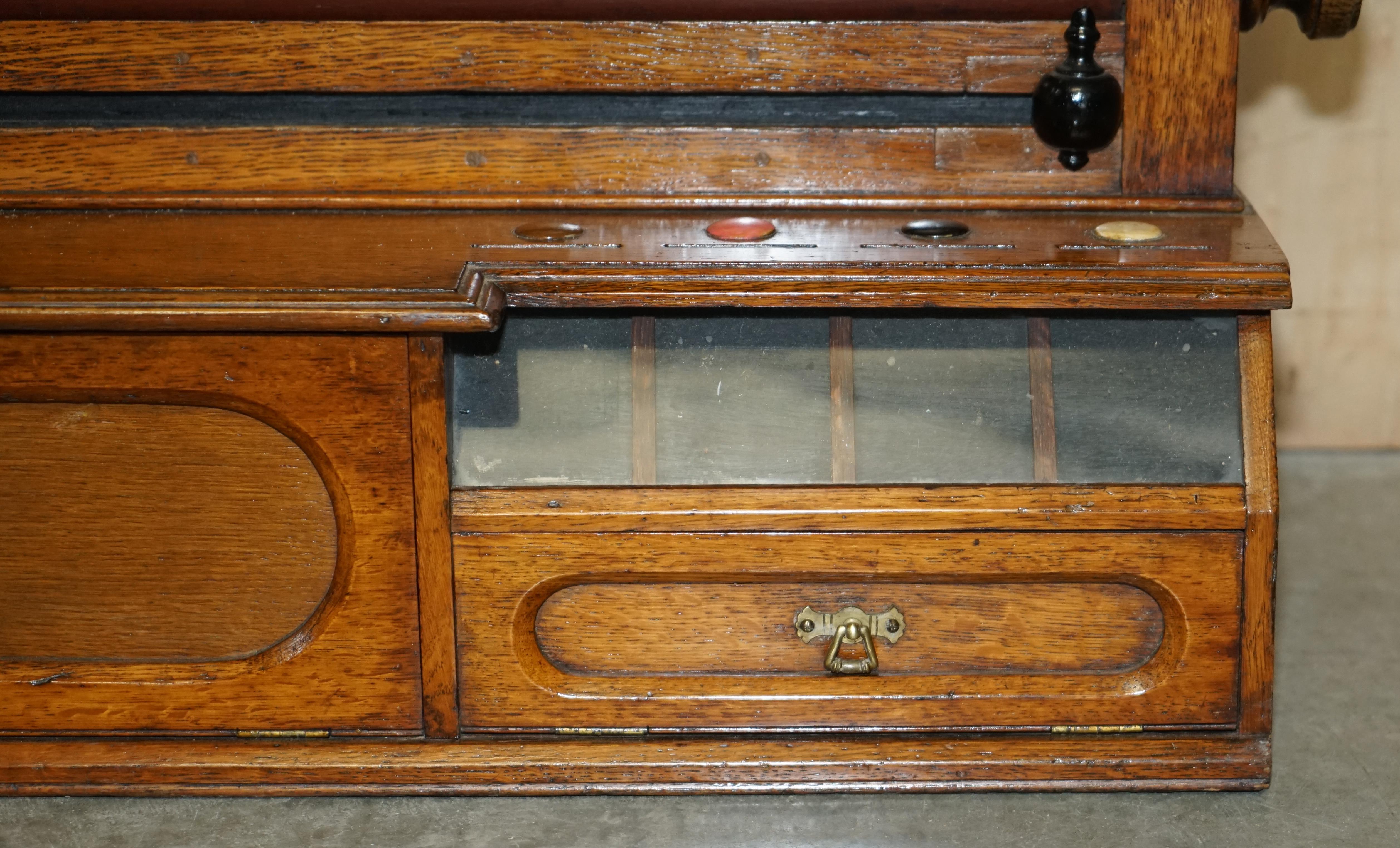 Fine Fully Restored Antique Victorian Honey Oak Snooker Scoreboard Ball Storage 7