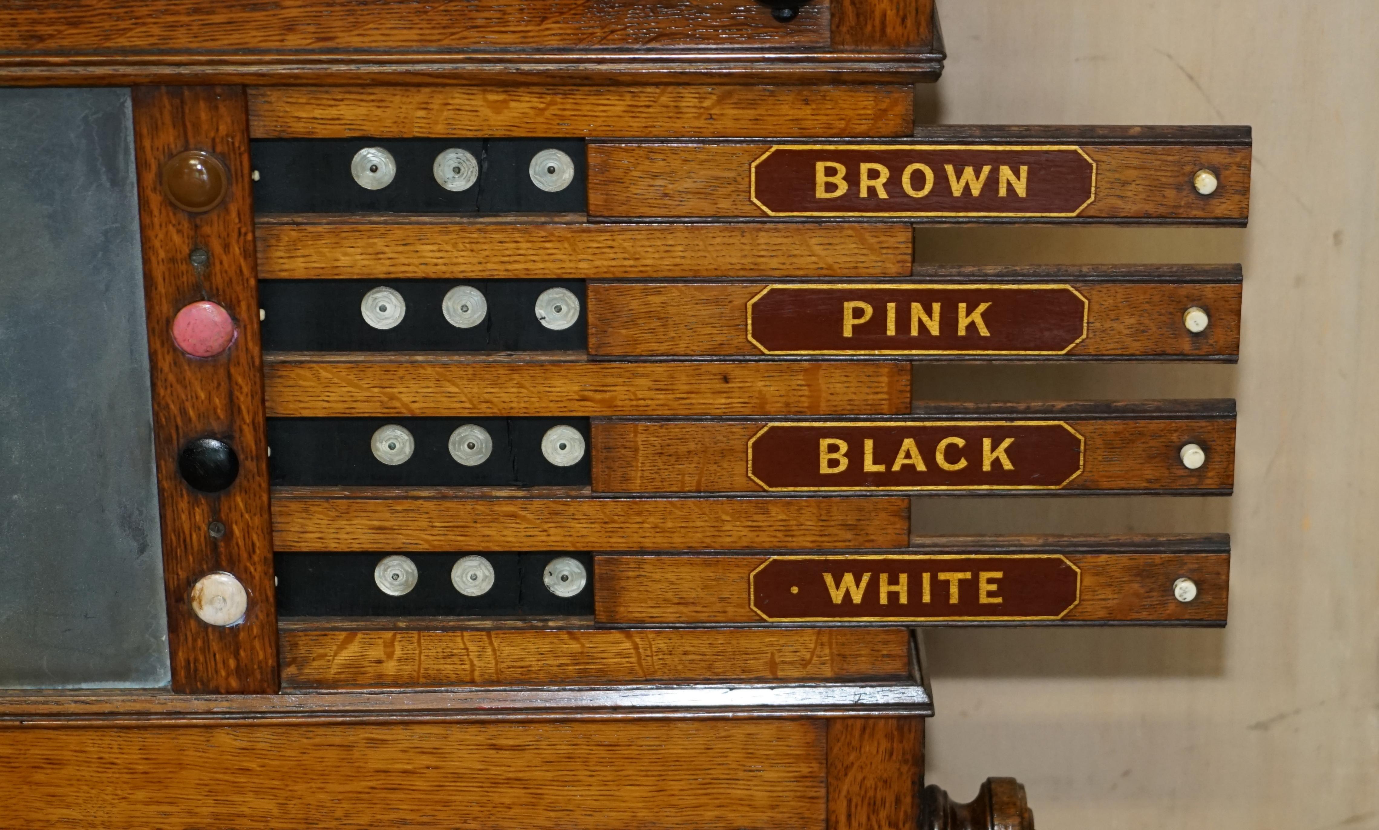 Fine Fully Restored Antique Victorian Honey Oak Snooker Scoreboard Ball Storage 13