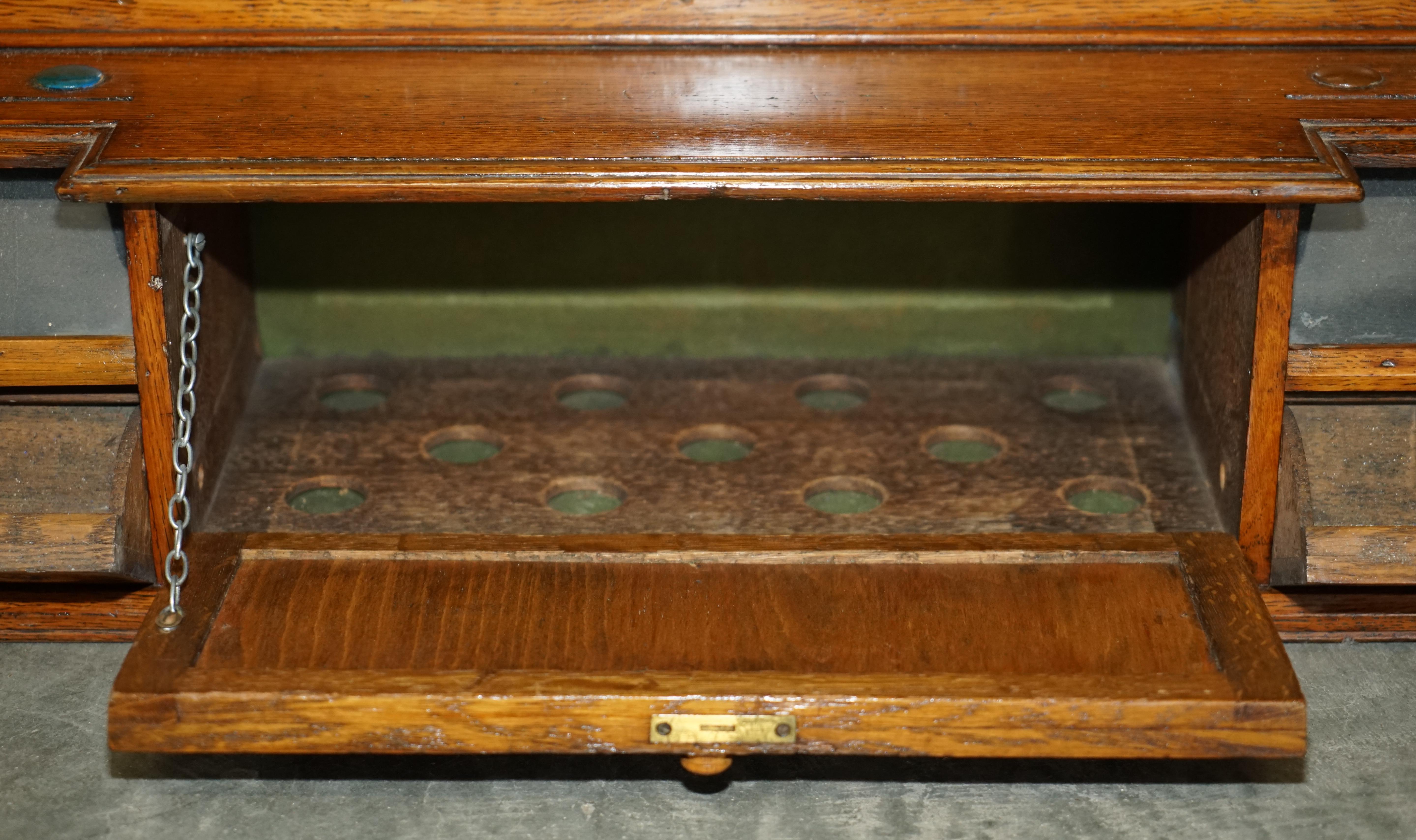 Fine Fully Restored Antique Victorian Honey Oak Snooker Scoreboard Ball Storage 14