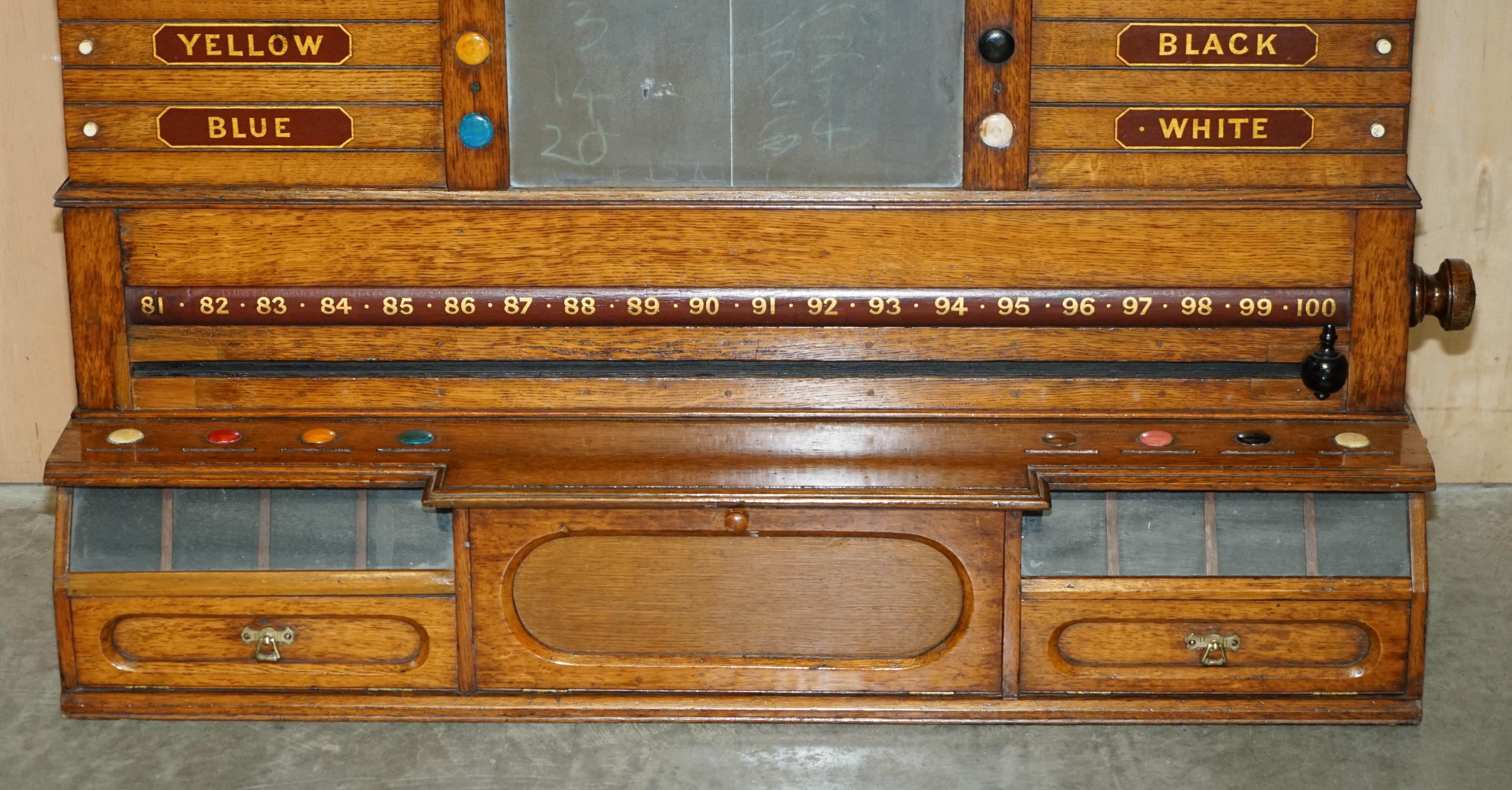 English Fine Fully Restored Antique Victorian Honey Oak Snooker Scoreboard Ball Storage