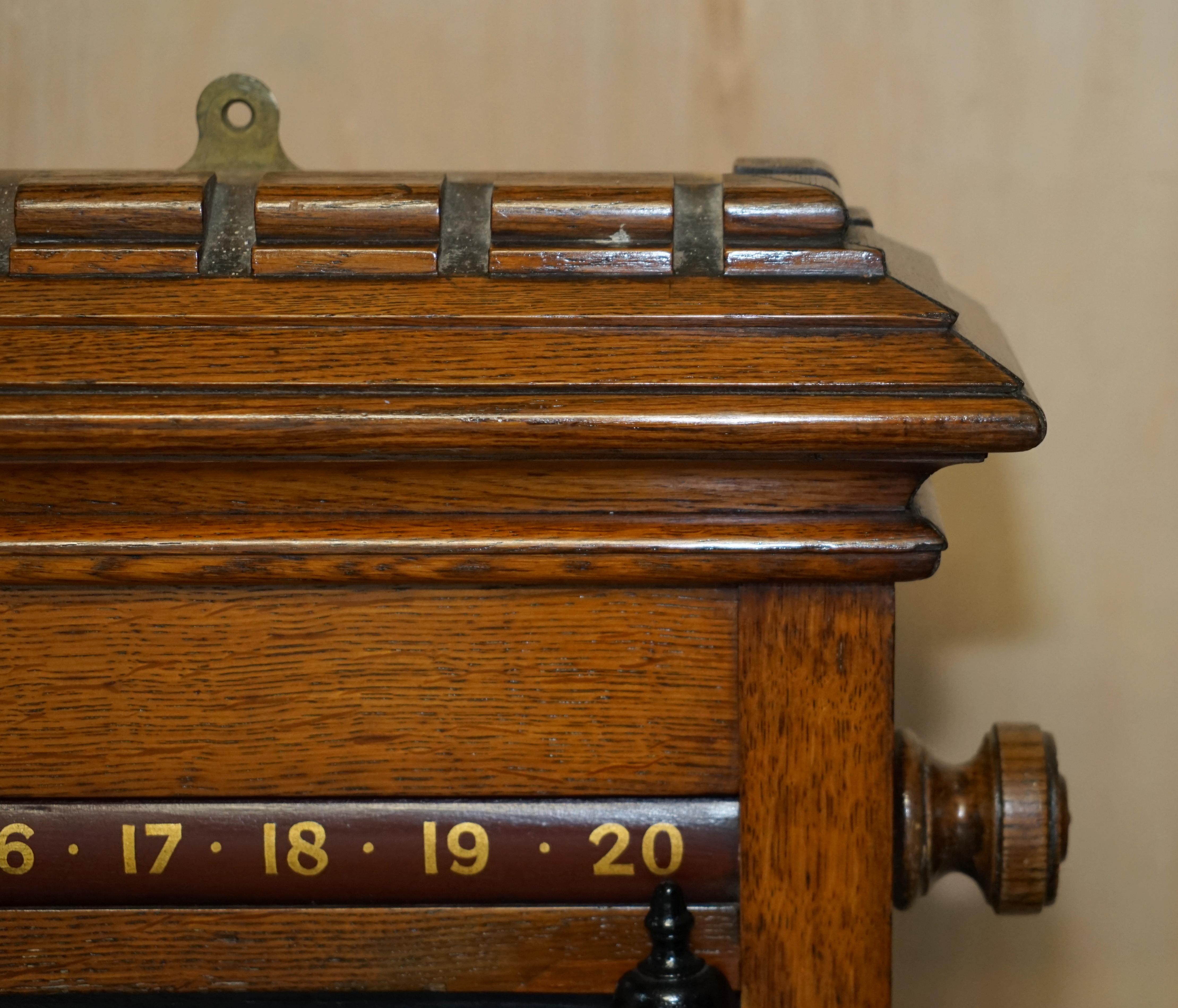 Late 19th Century Fine Fully Restored Antique Victorian Honey Oak Snooker Scoreboard Ball Storage