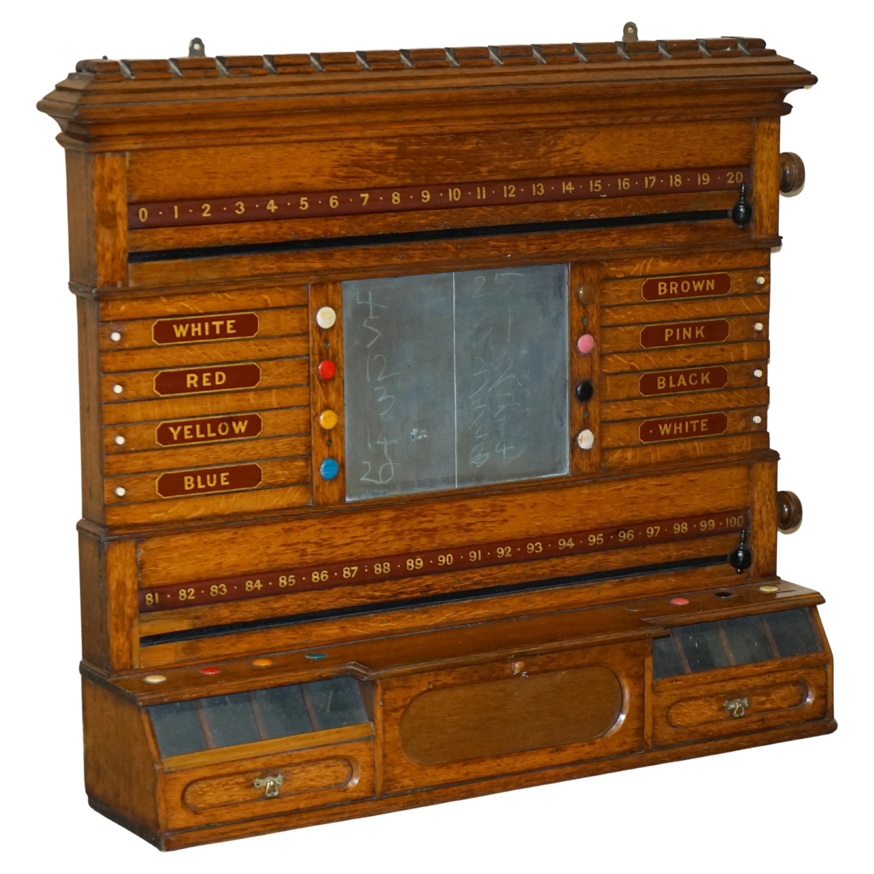 Fine Fully Restored Antique Victorian Honey Oak Snooker Scoreboard Ball Storage