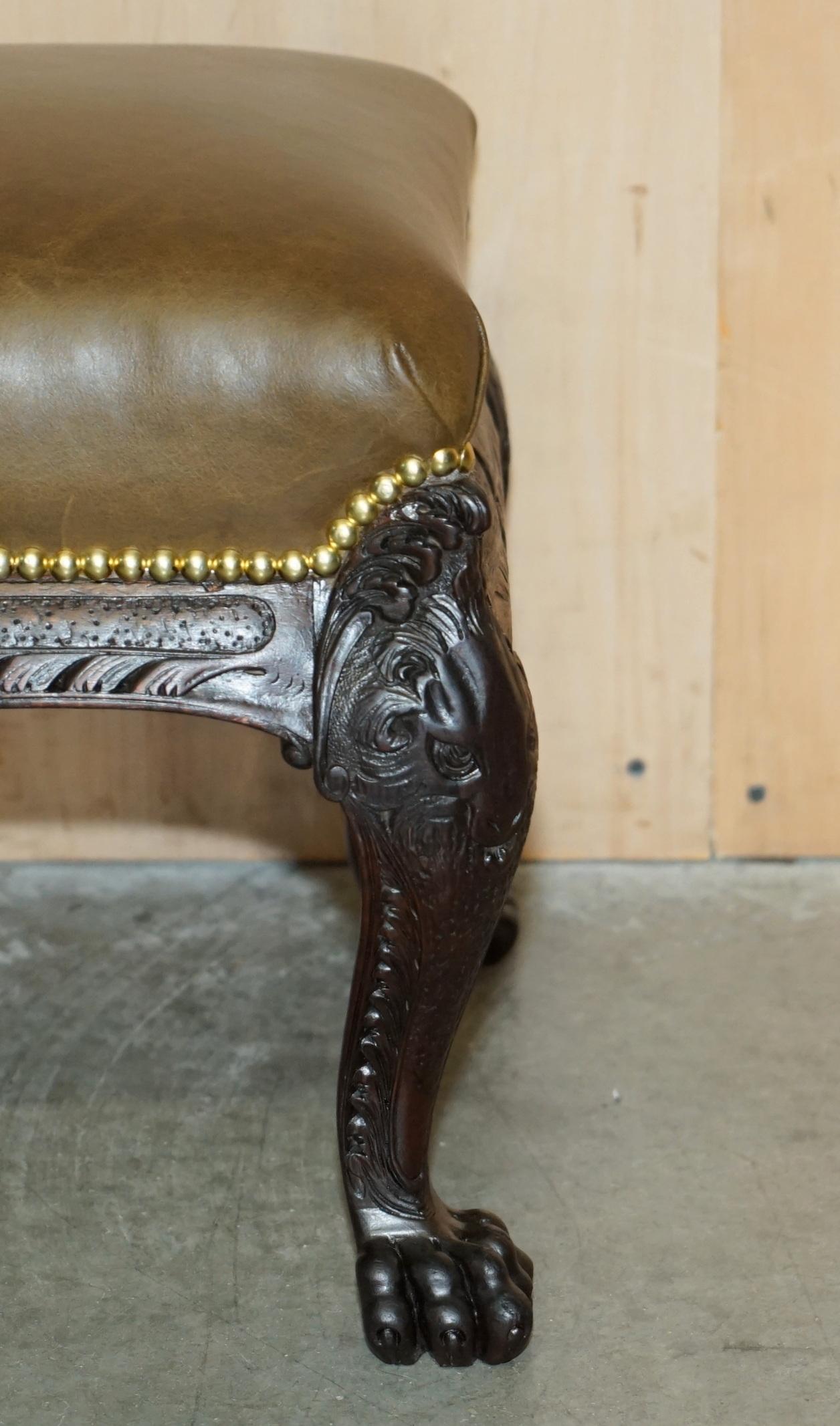 FiNE FULLY RESTORED LIONS HAIR PAW & MAIN CARVED ANTIQUE BENCH OTTOMAN FOOTSTOOL 3