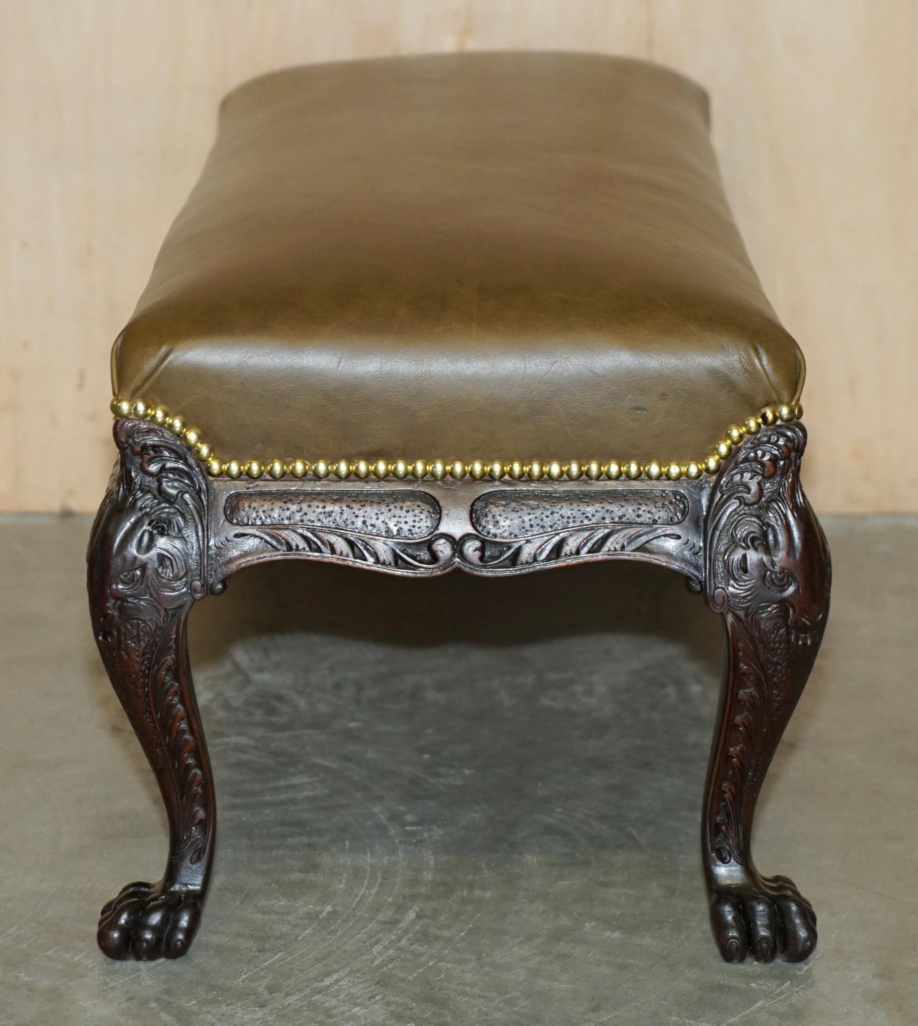 FiNE FULLY RESTORED LIONS HAIR PAW & MAIN CARVED ANTIQUE BENCH OTTOMAN FOOTSTOOL 10