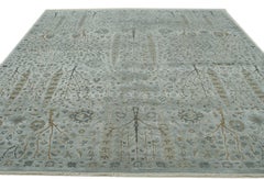 Fine Garden Design Rug with All-Over Pattern in Wool and Silk