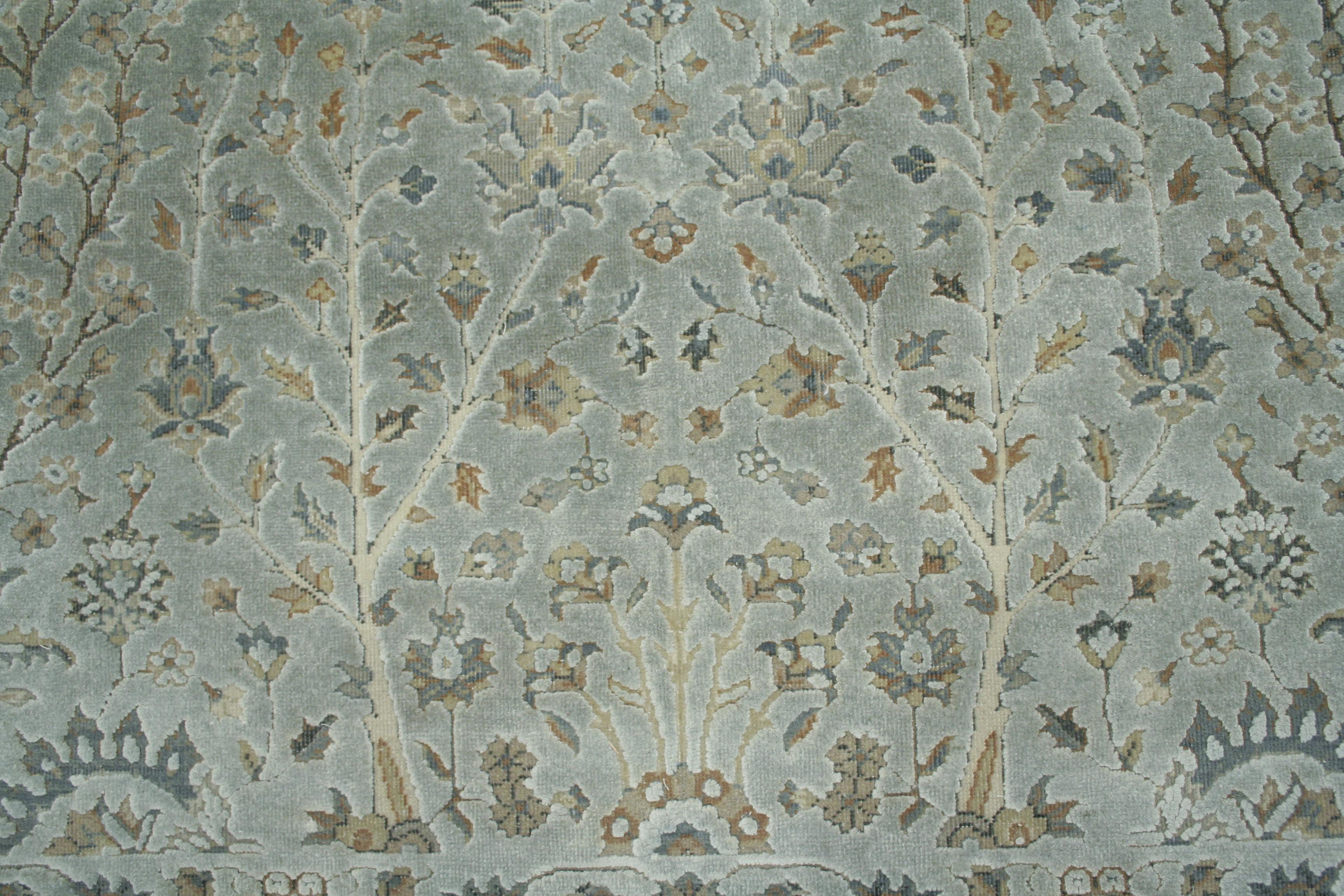 Alfombra de lana y seda con diseño de jardín y estampado integral Siglo XXI y contemporáneo en venta