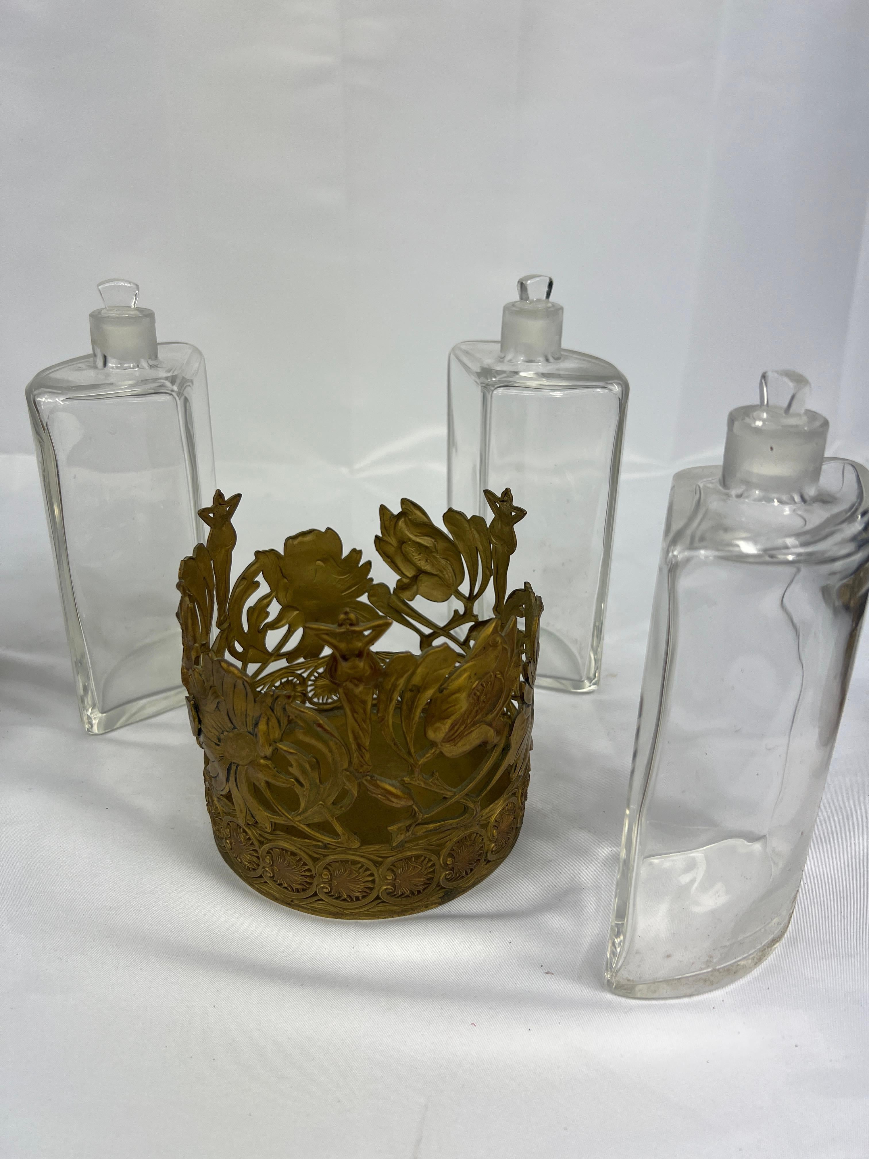 Fine Gentleman's Gilt Bronze Liquor and Cigar Set Art Nouveau Period C. 1900 For Sale 9