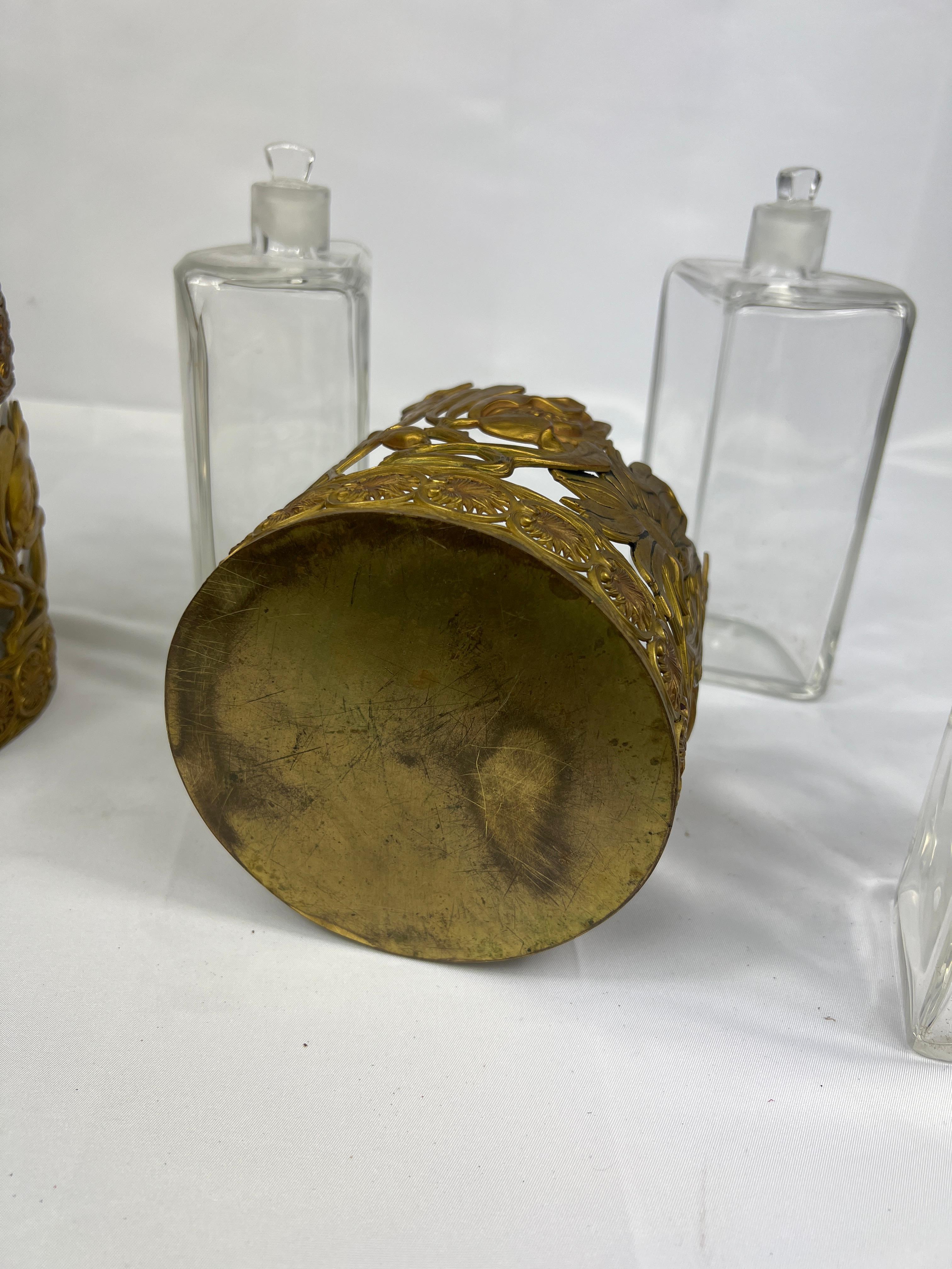 Fine Gentleman's Gilt Bronze Liquor and Cigar Set Art Nouveau Period C. 1900 For Sale 10
