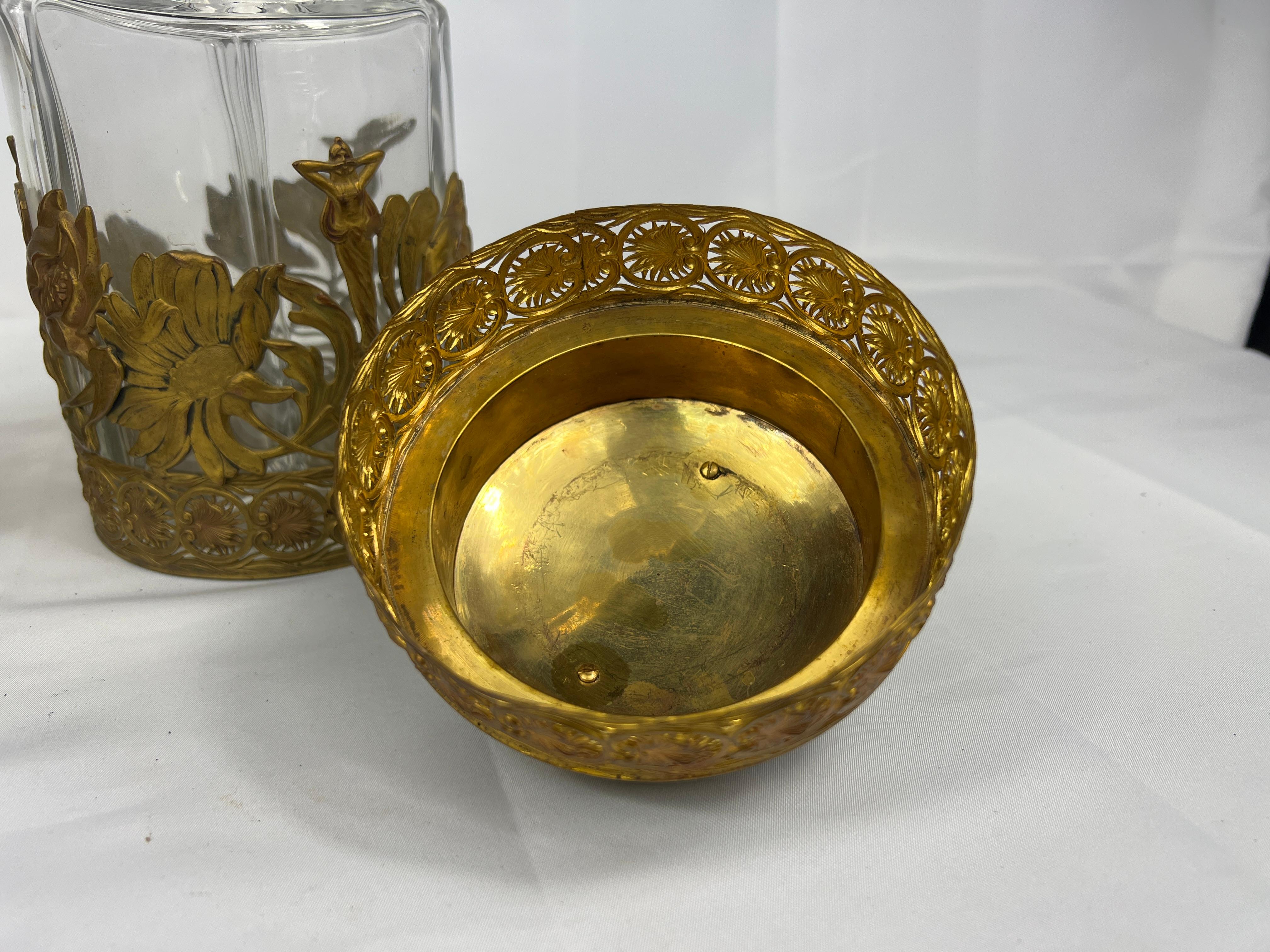 Fine Gentleman's Gilt Bronze Liquor and Cigar Set Art Nouveau Period C. 1900 For Sale 2