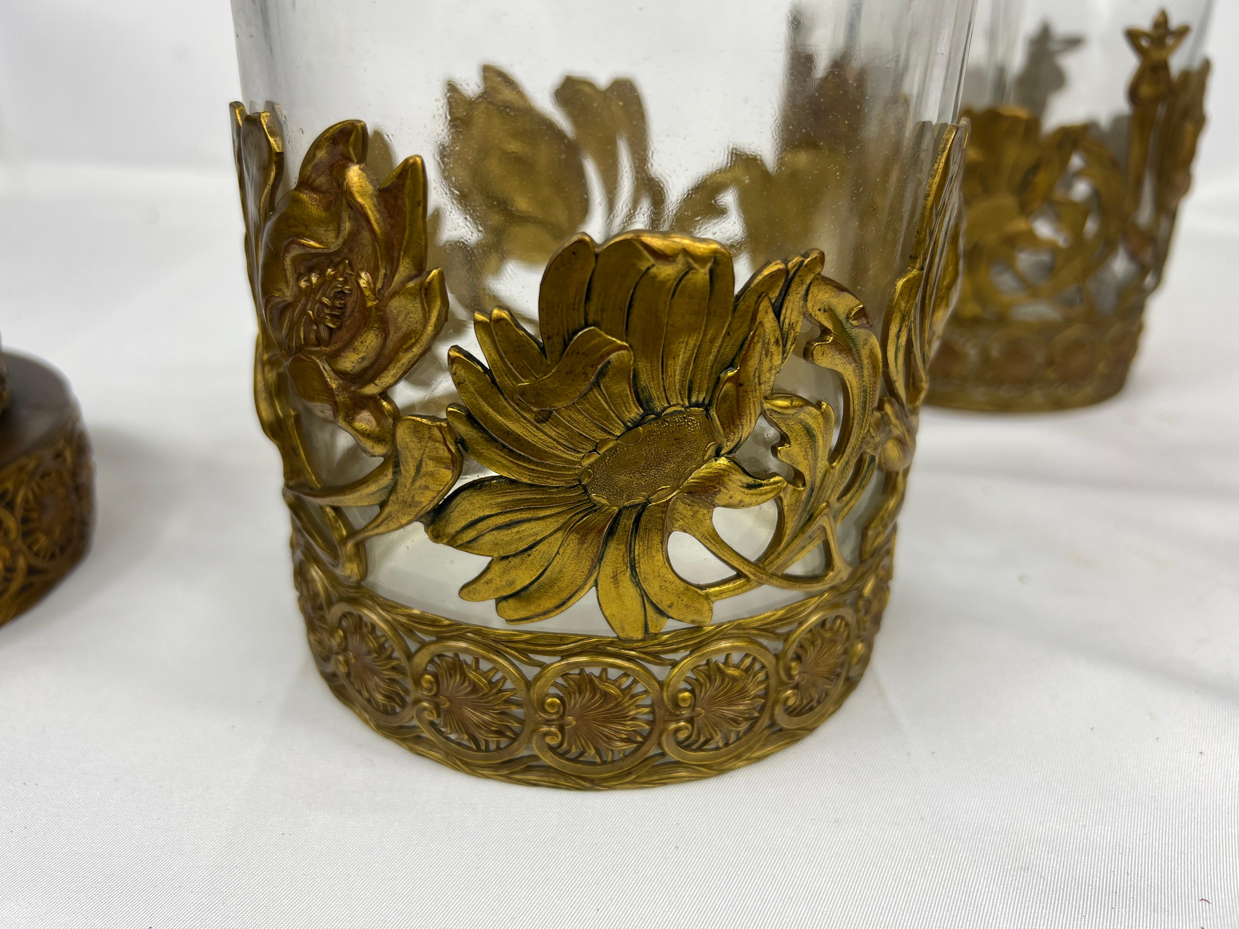 Fine Gentleman's Gilt Bronze Liquor and Cigar Set Art Nouveau Period C. 1900 For Sale 4