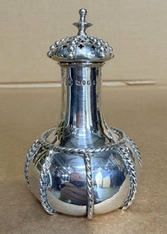 FINE GEORGE FOX ANTiQUE VICTORIAN 1870 STERLING SILVER SALT AND PEPPER SHAKERS