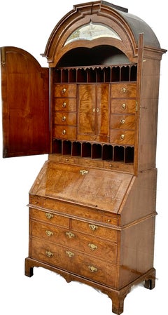 Exceptionally Fine Queen Anne Burr Walnut Dome Top Bureau Bookcase Secretary
