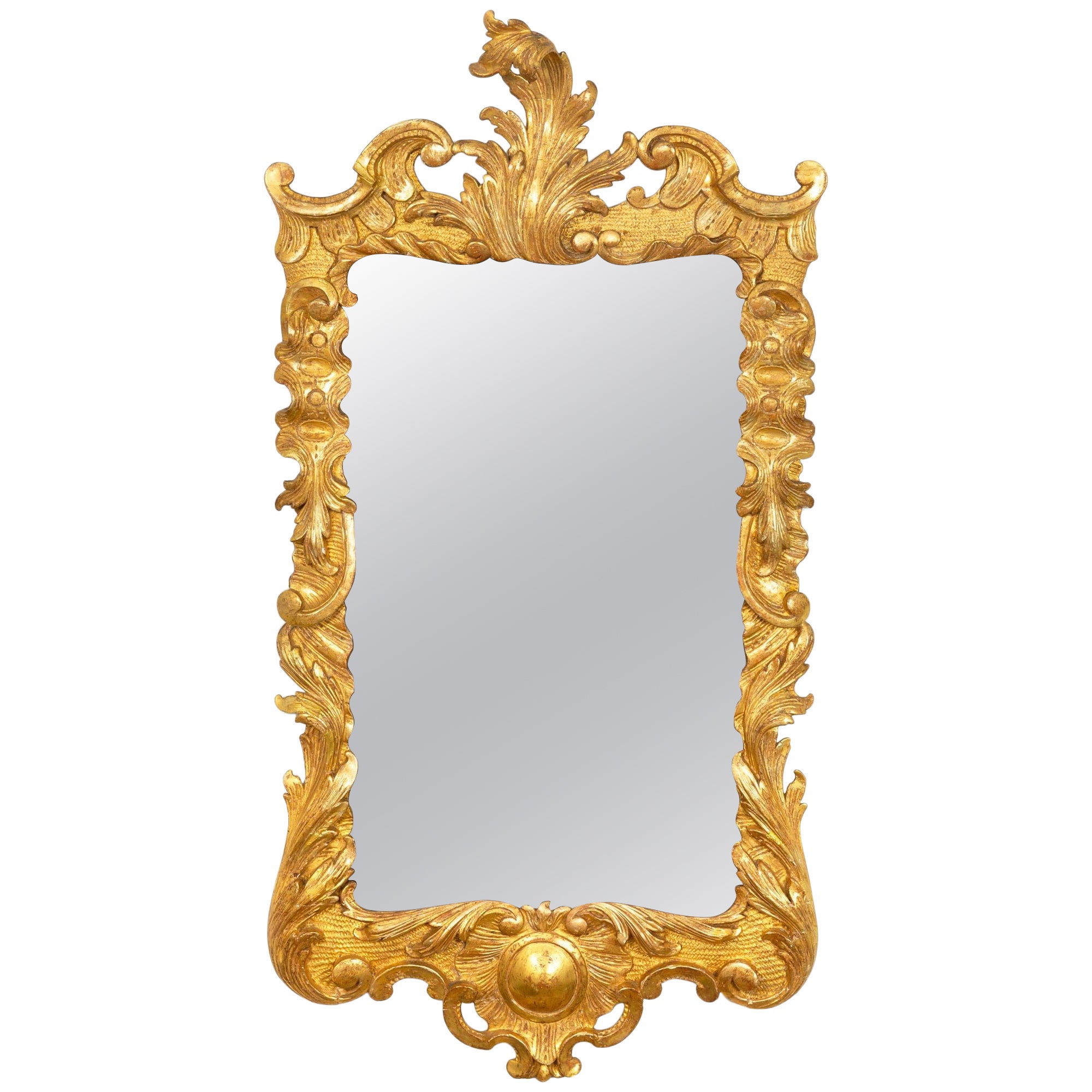 Fine George II Carved Giltwood Wall Mirror, English or Scottish circa 1750