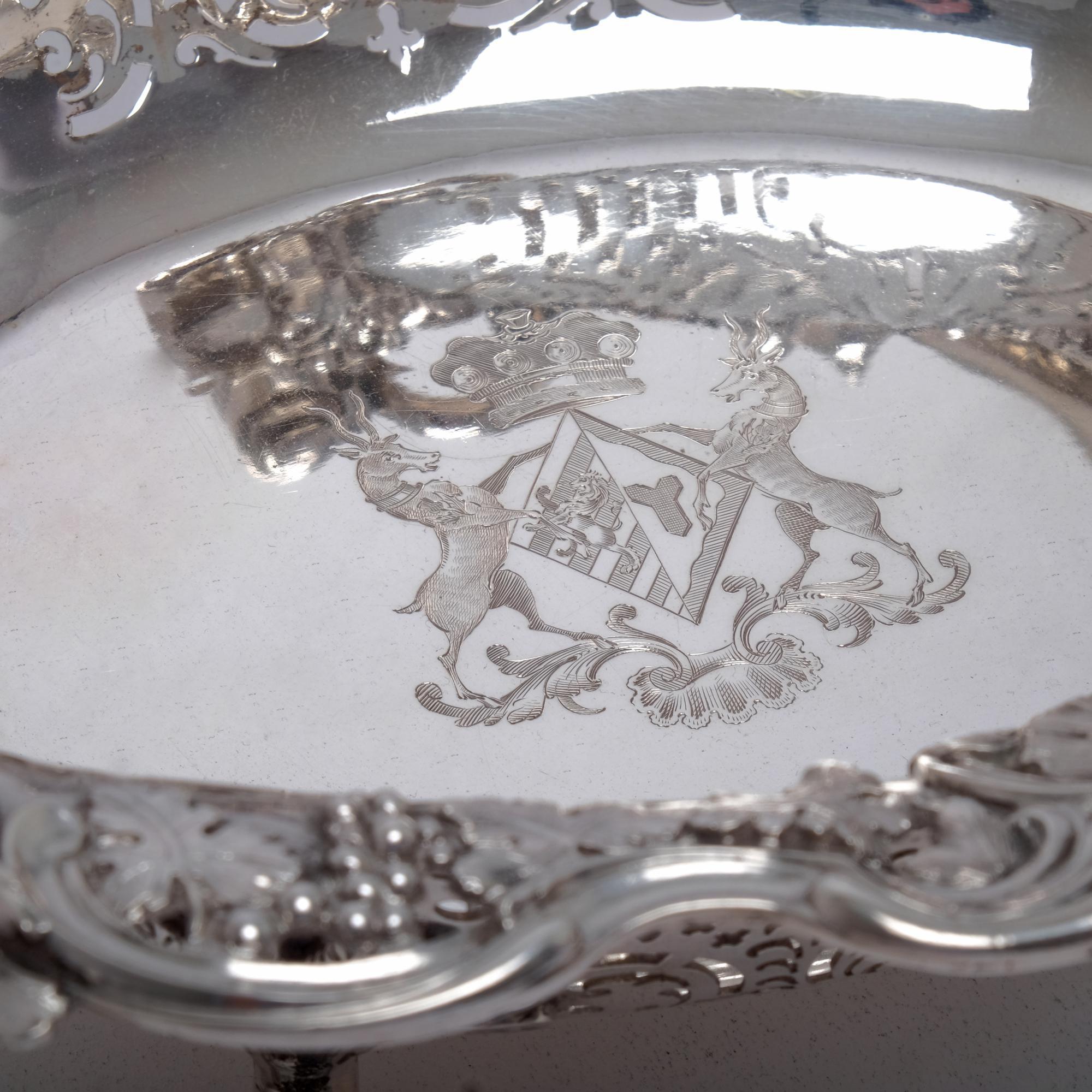 English Fine George II Silver Basket For Sale