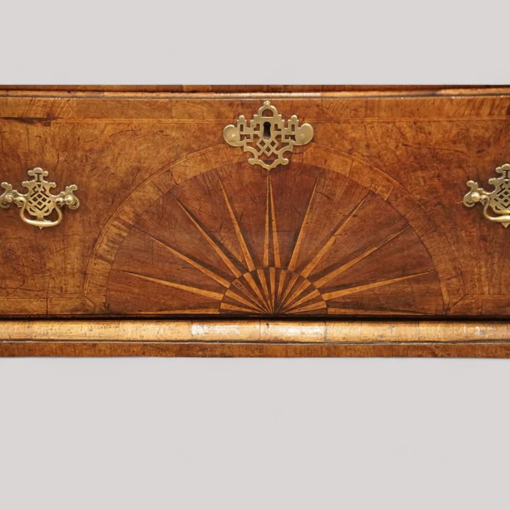 Fine George II walnut tallboy with sunburst For Sale 8