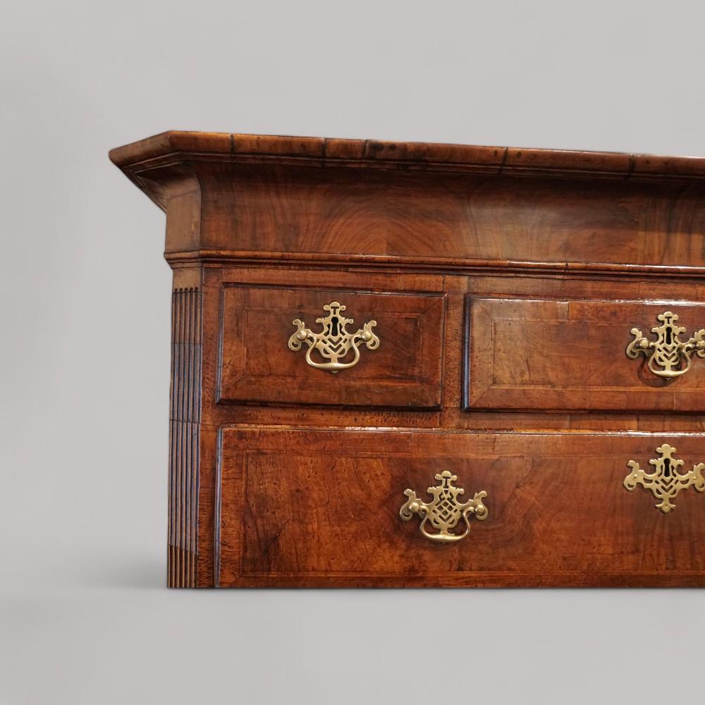Fine George II walnut tallboy with sunburst For Sale 9