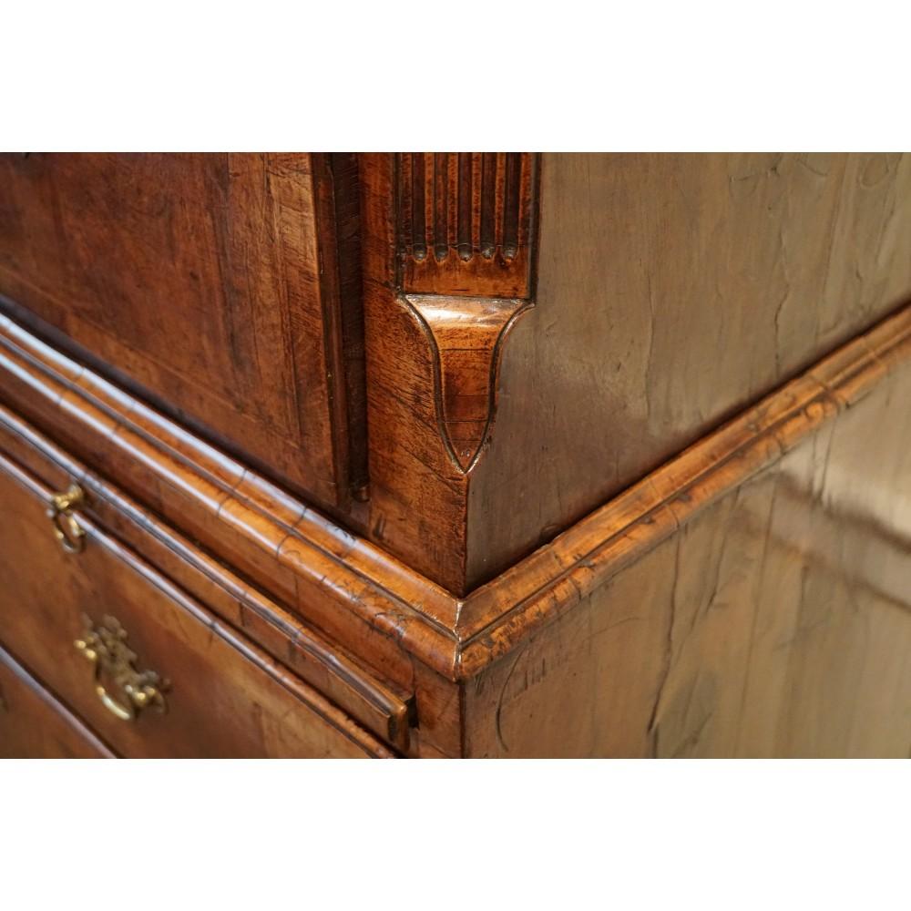 18th Century Fine George II walnut tallboy with sunburst For Sale
