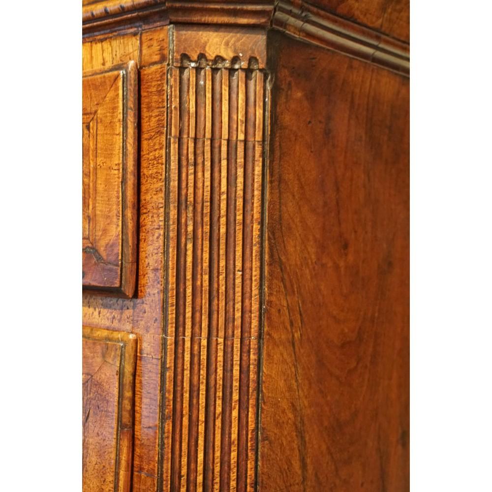 Fine George II walnut tallboy with sunburst For Sale 3