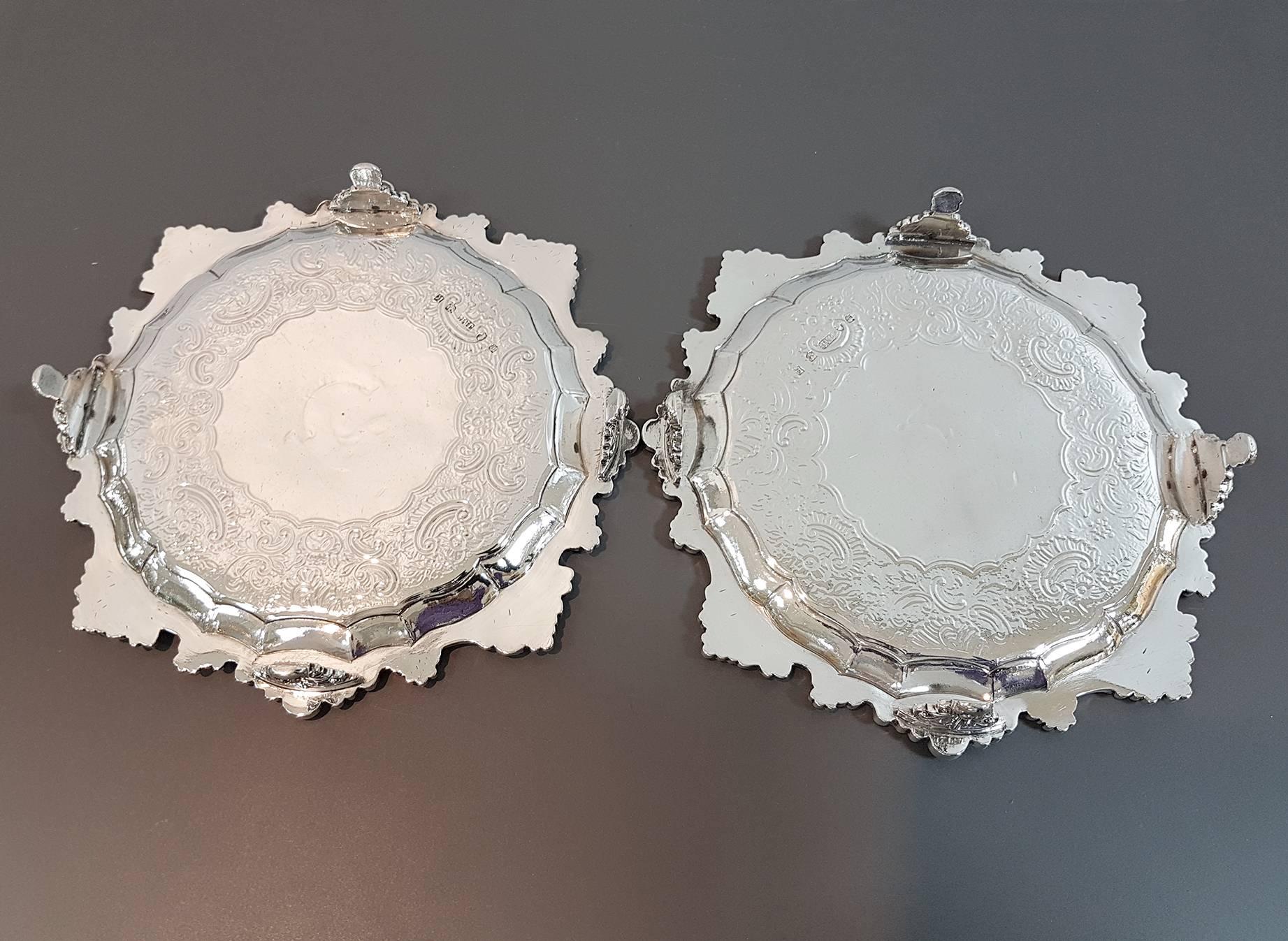 Fine George III Antique Sterling Silver Salvers Made in Edinburgh by John McKay 2