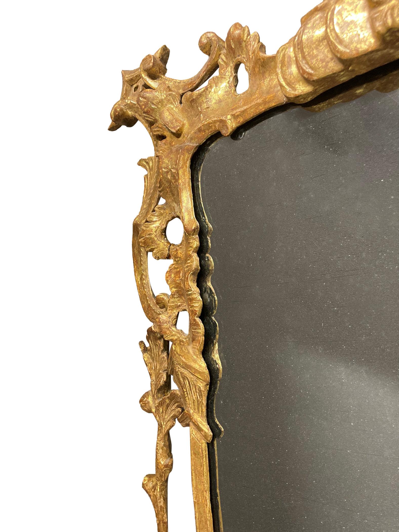 Fine George III Chippendale Period Gilt Wood Mirror 2