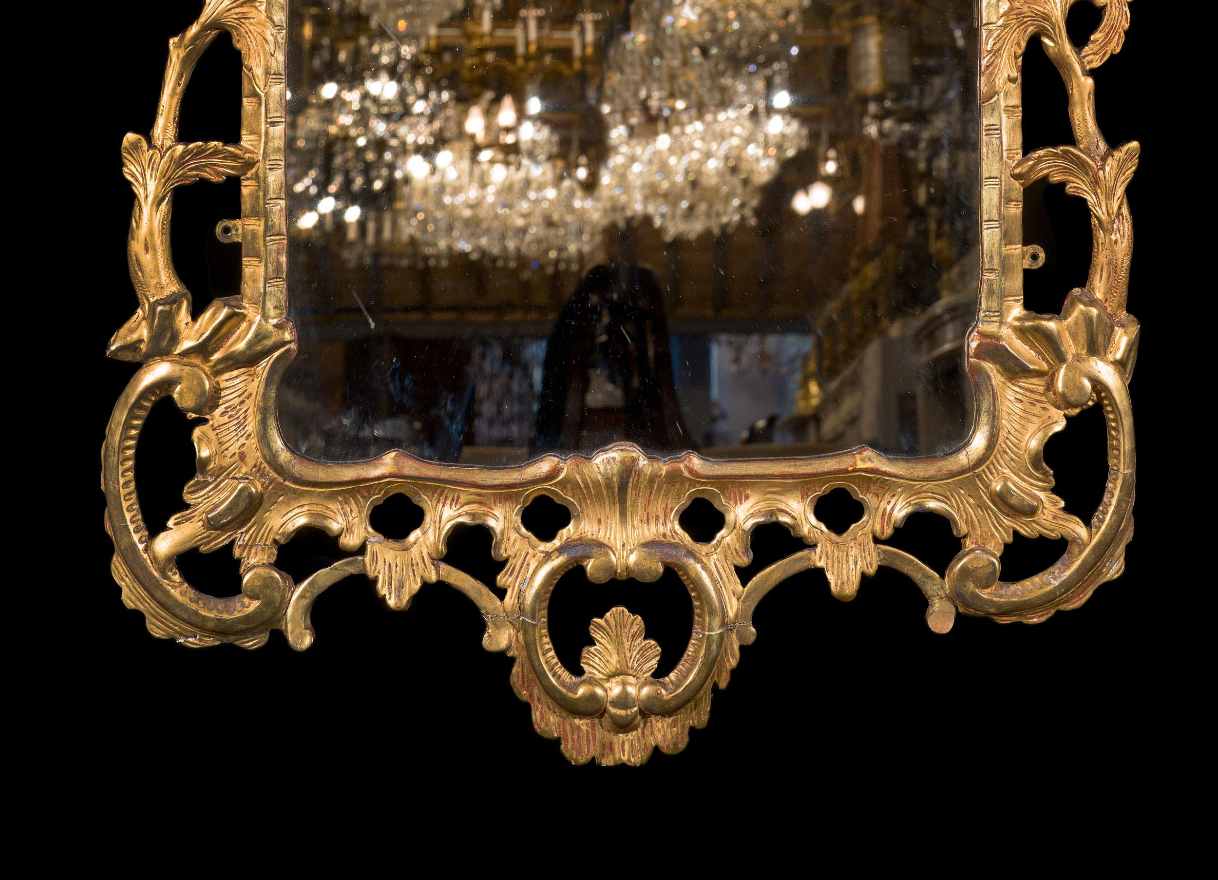 English Fine George III Chippendale Wall Mirror For Sale