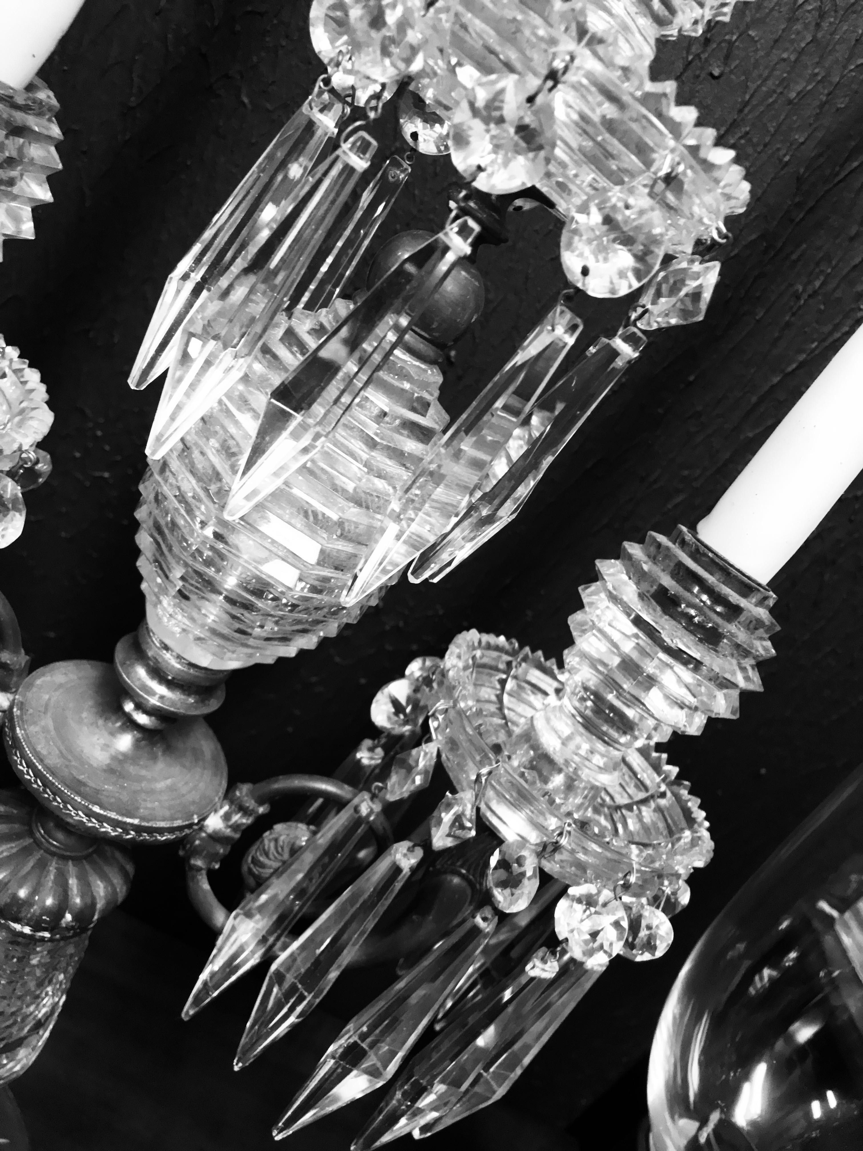 English Fine George III Cut Glass Candelabrum