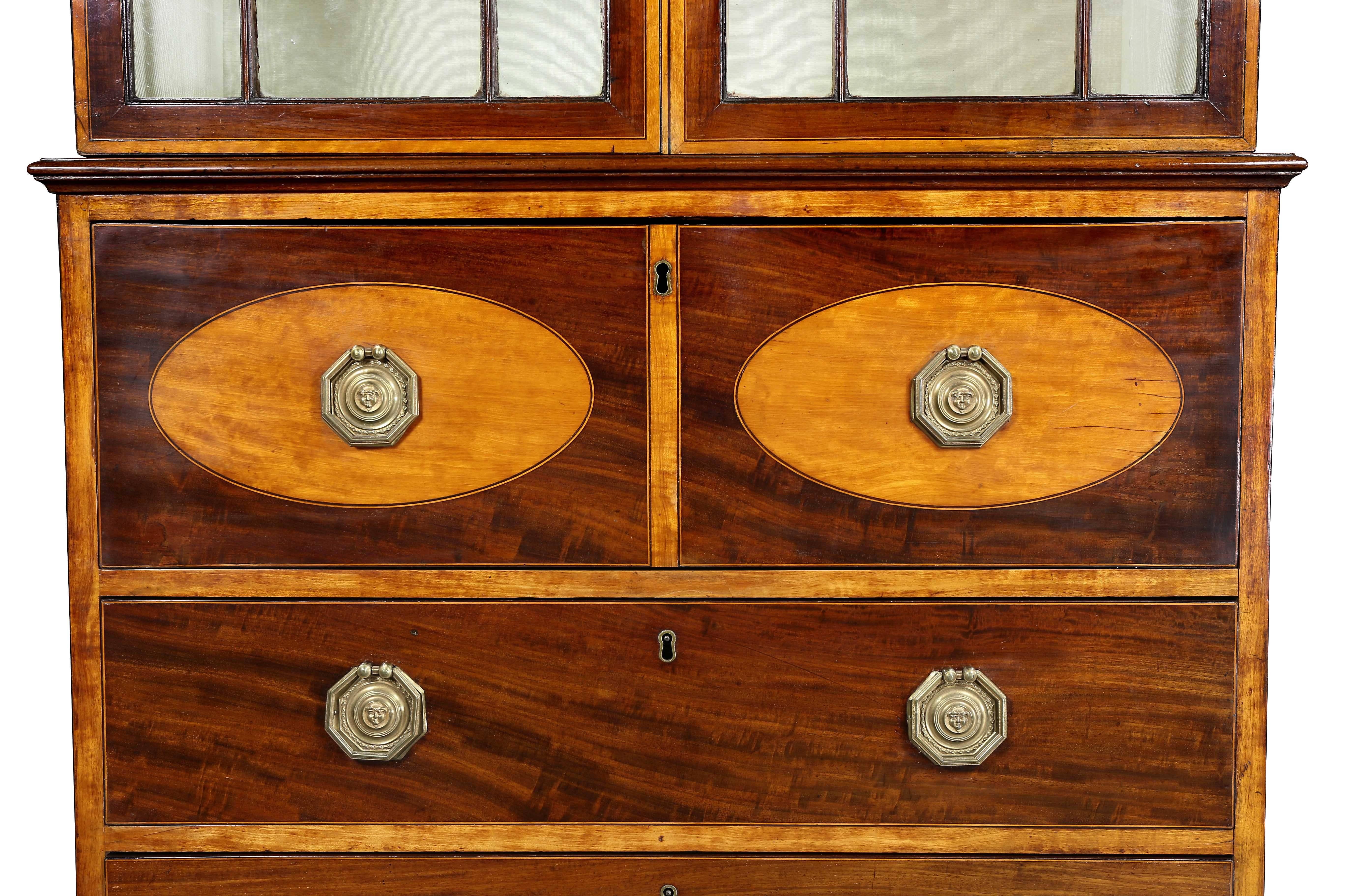 Fine George III Diminutive Mahogany and Satinwood Secretaire For Sale 3