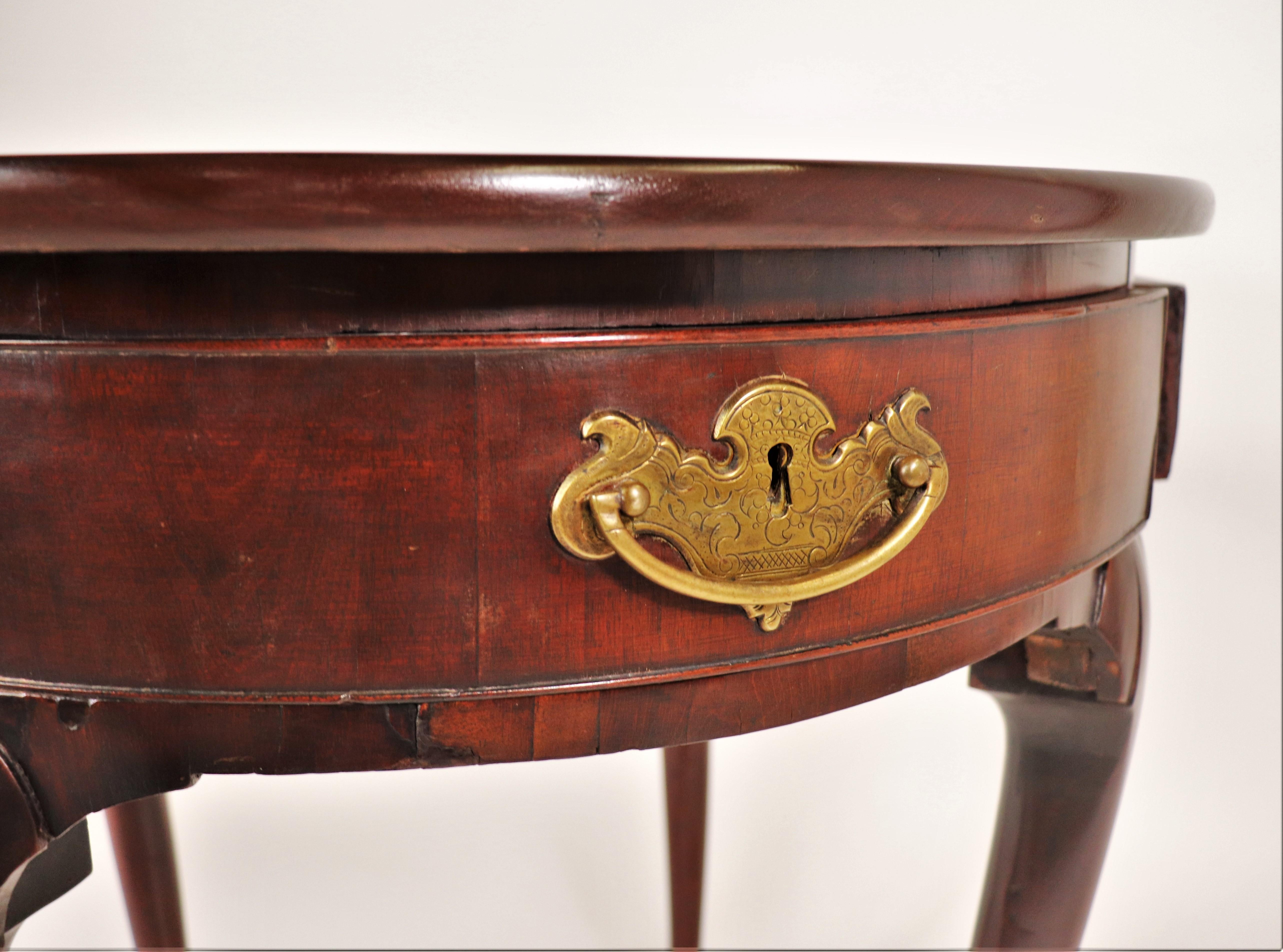 Fine George III English Mahogany Demilune Table with Two Swing Drawers For Sale 5