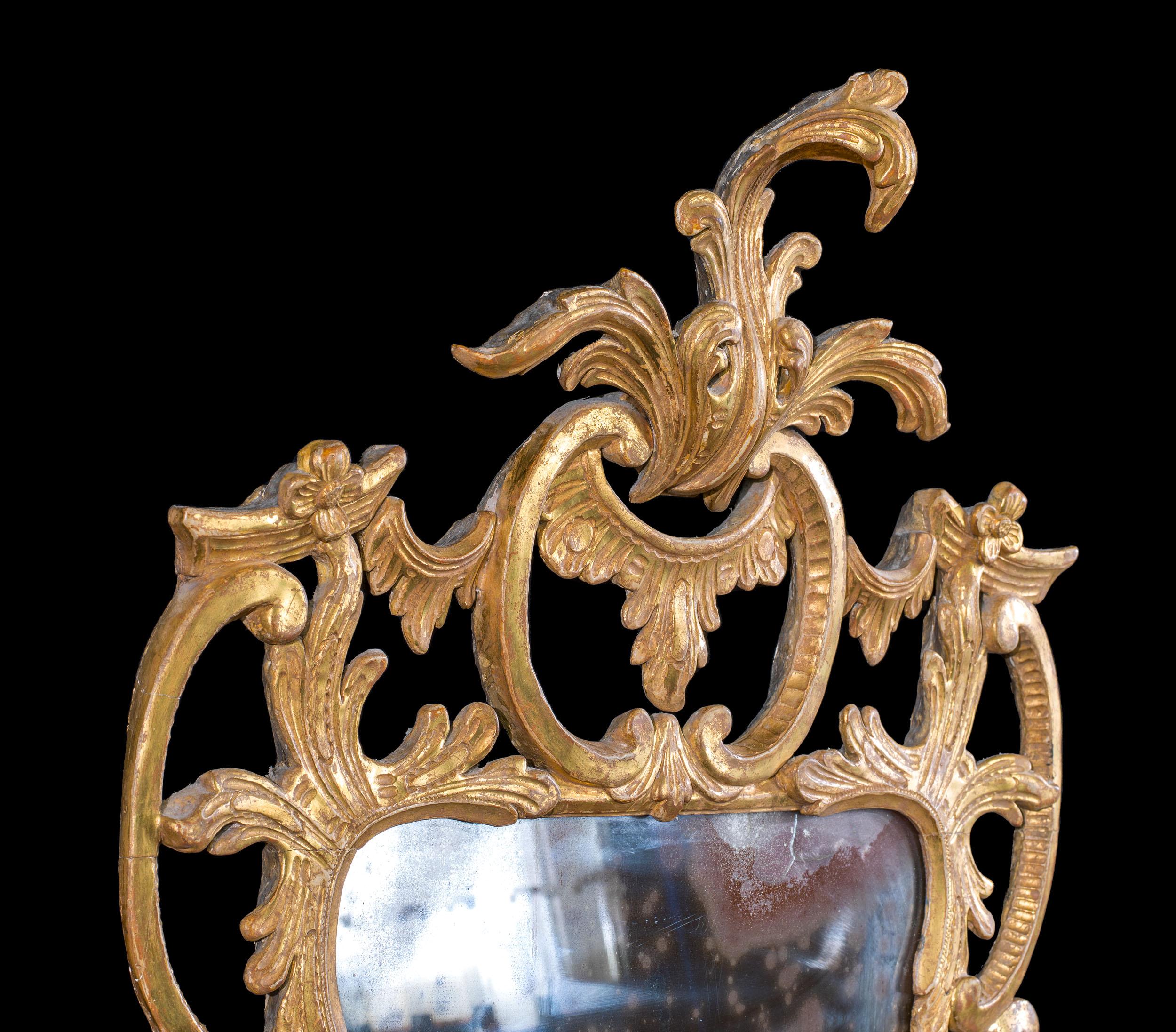 English Fine George III Gilt Wall Mirror For Sale