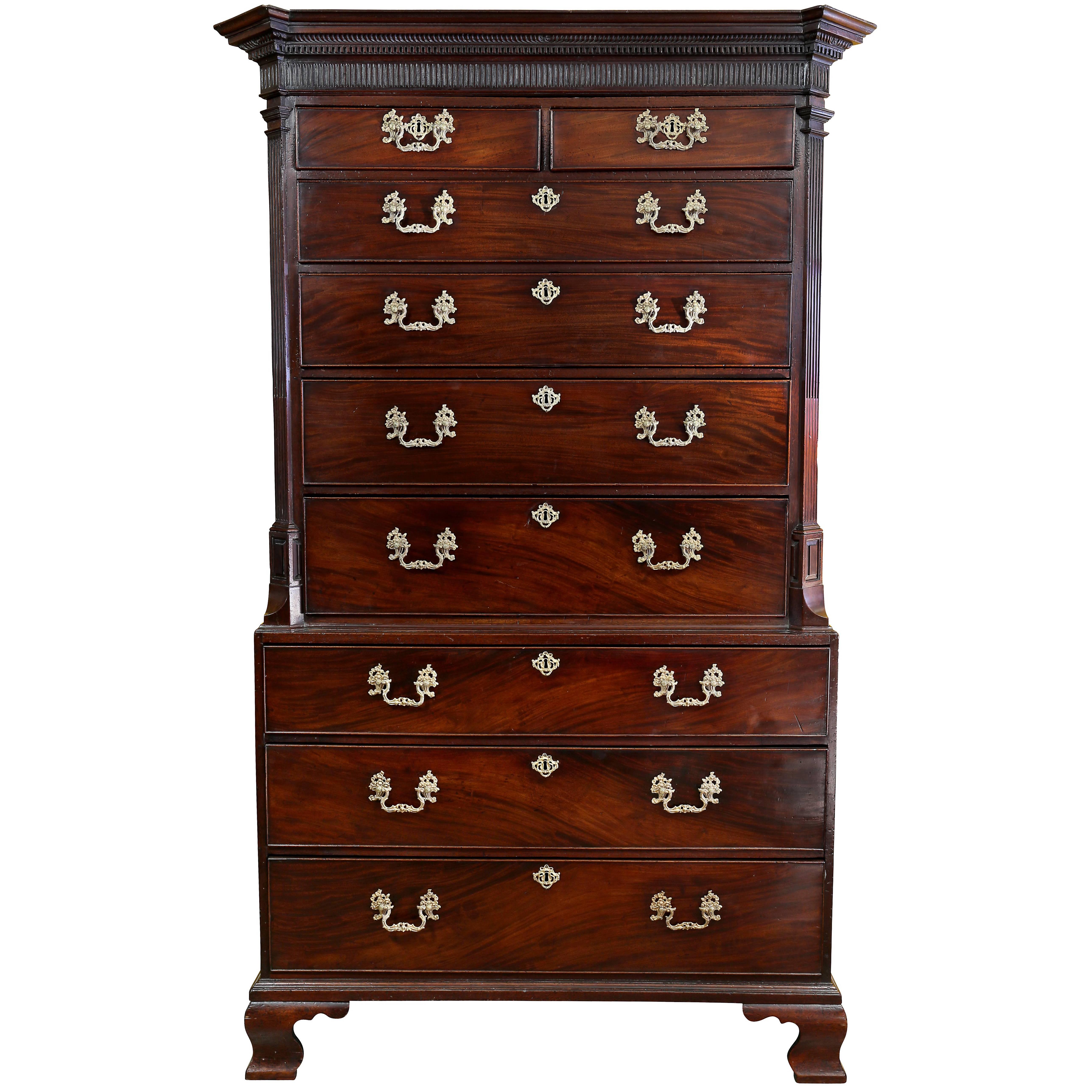 Fine George III Mahogany Chest on Chest For Sale