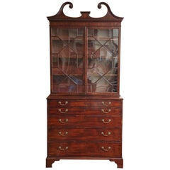 Fine George III Mahogany Secretaire Bookcase