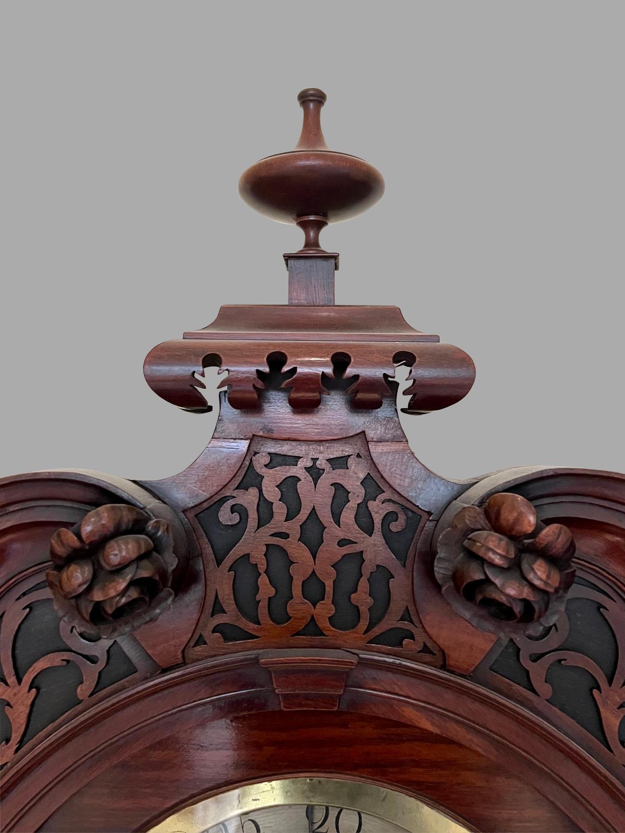 Fine George III Mahogany Tall Case Clock by William Barker 8 Day Time and Strike en venta 1