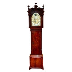 Fine George III Mahogany Tall Case Clock by William Barker 8 Day Time and Strike