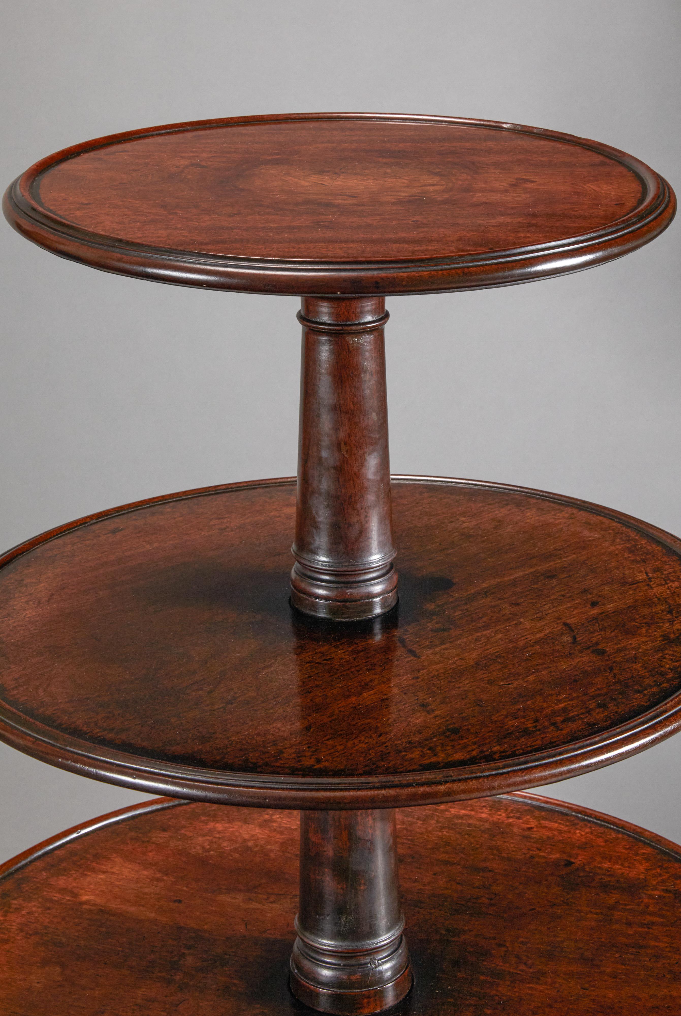 English Fine George III Mohogany 3-tiered Dumbwaiter For Sale
