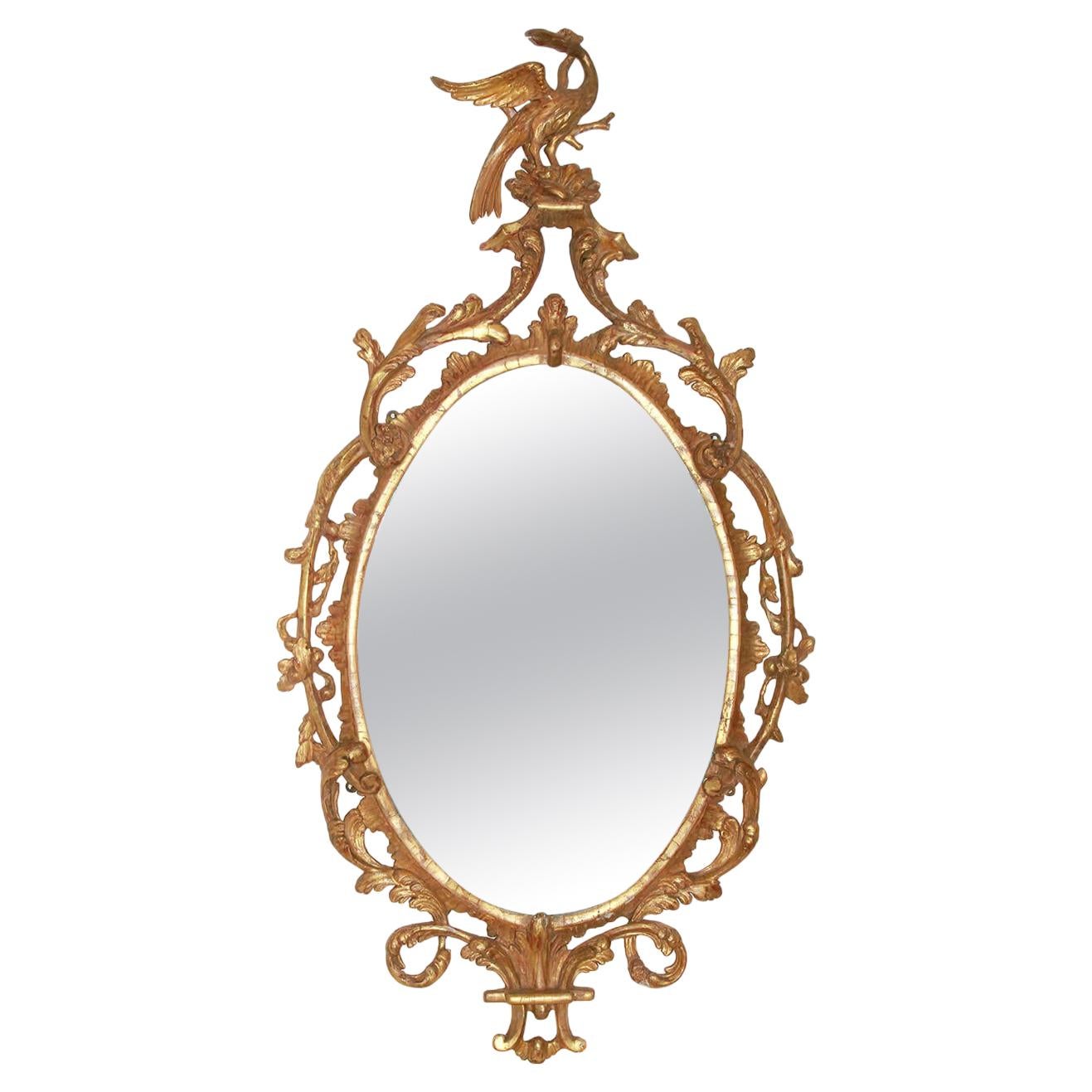 Ovaler vergoldeter Spiegel im George-III-Stil im Angebot
