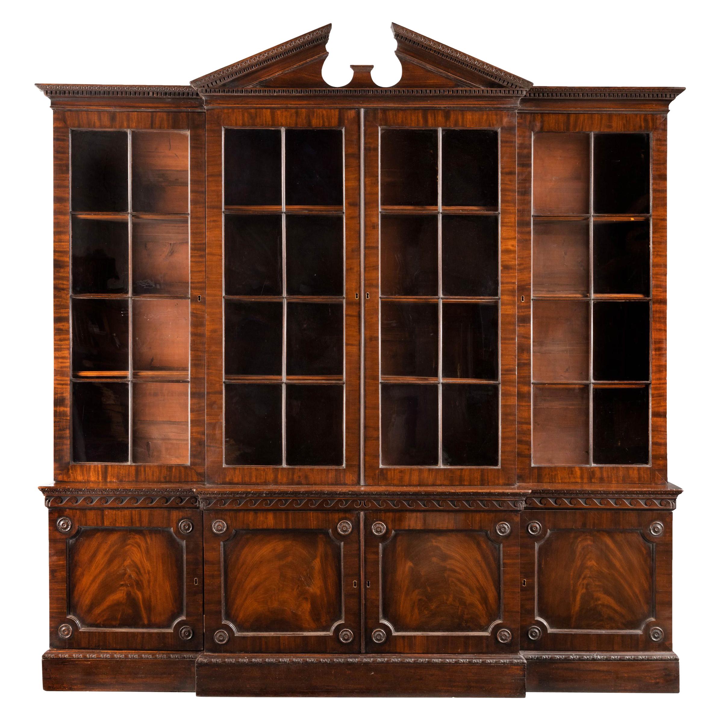 Fine George III Period Mahogany Breakfront Bookcase