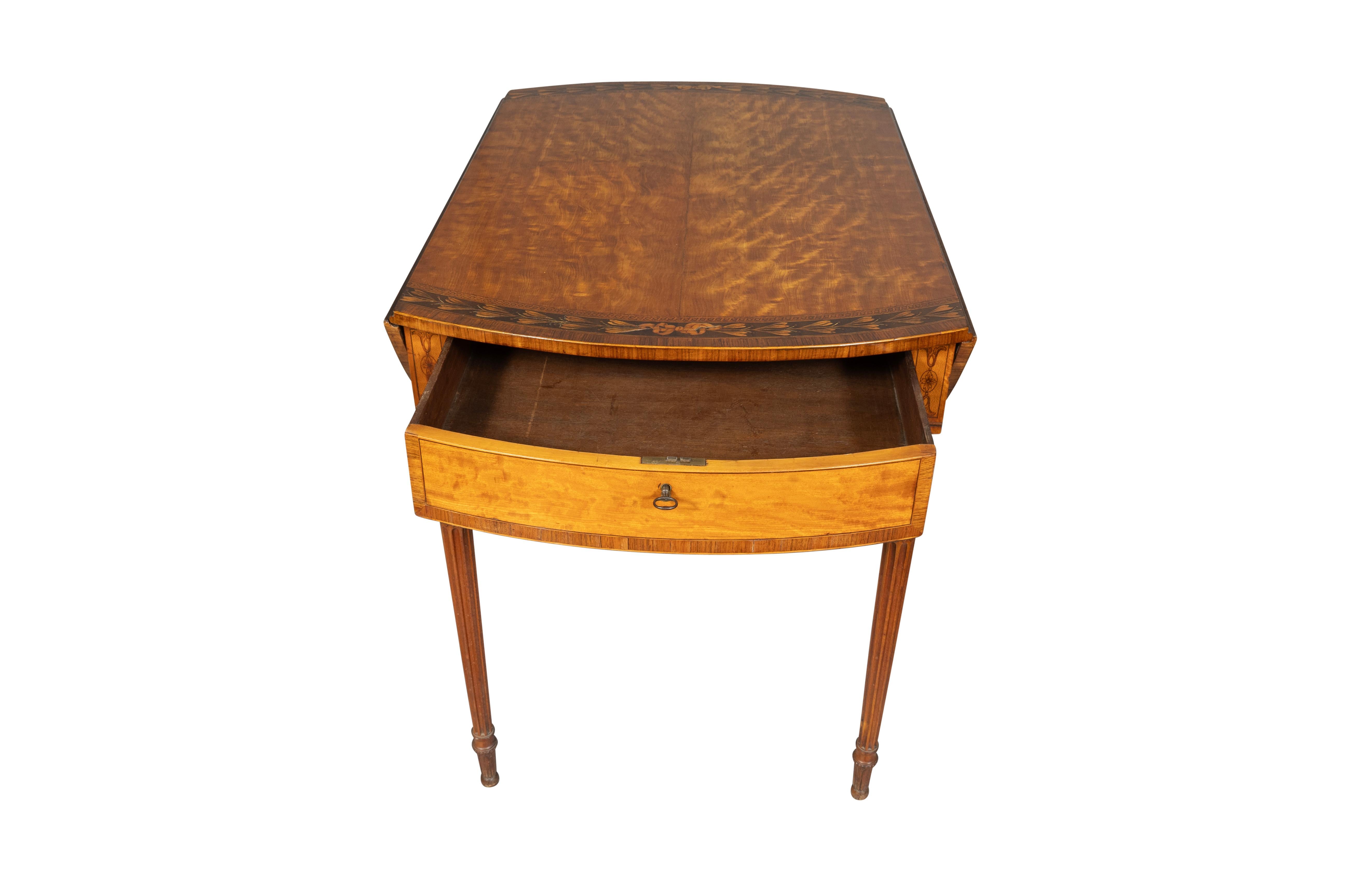 English Fine George III Satinwood and Inlaid Pembroke Table