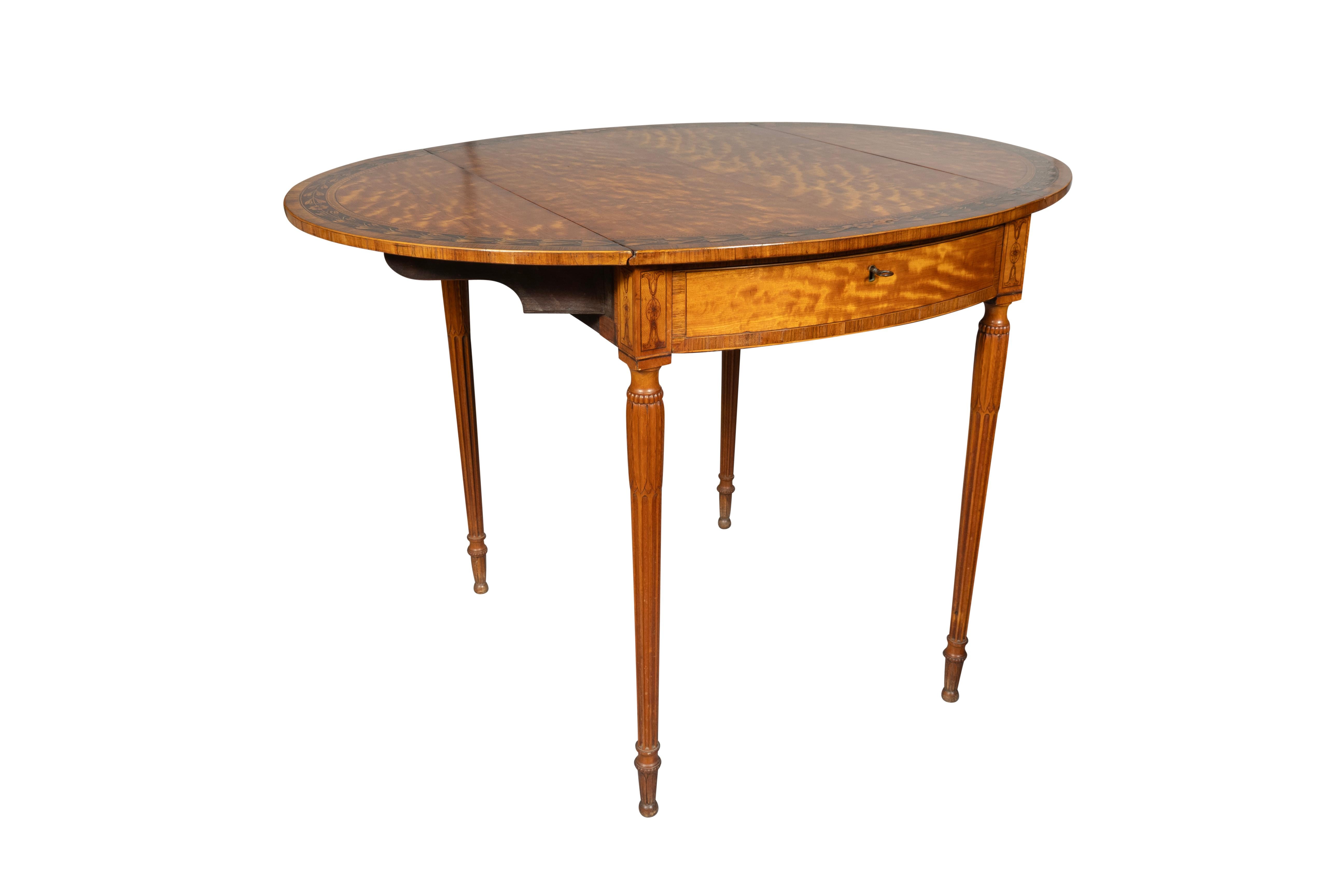 18th Century Fine George III Satinwood and Inlaid Pembroke Table