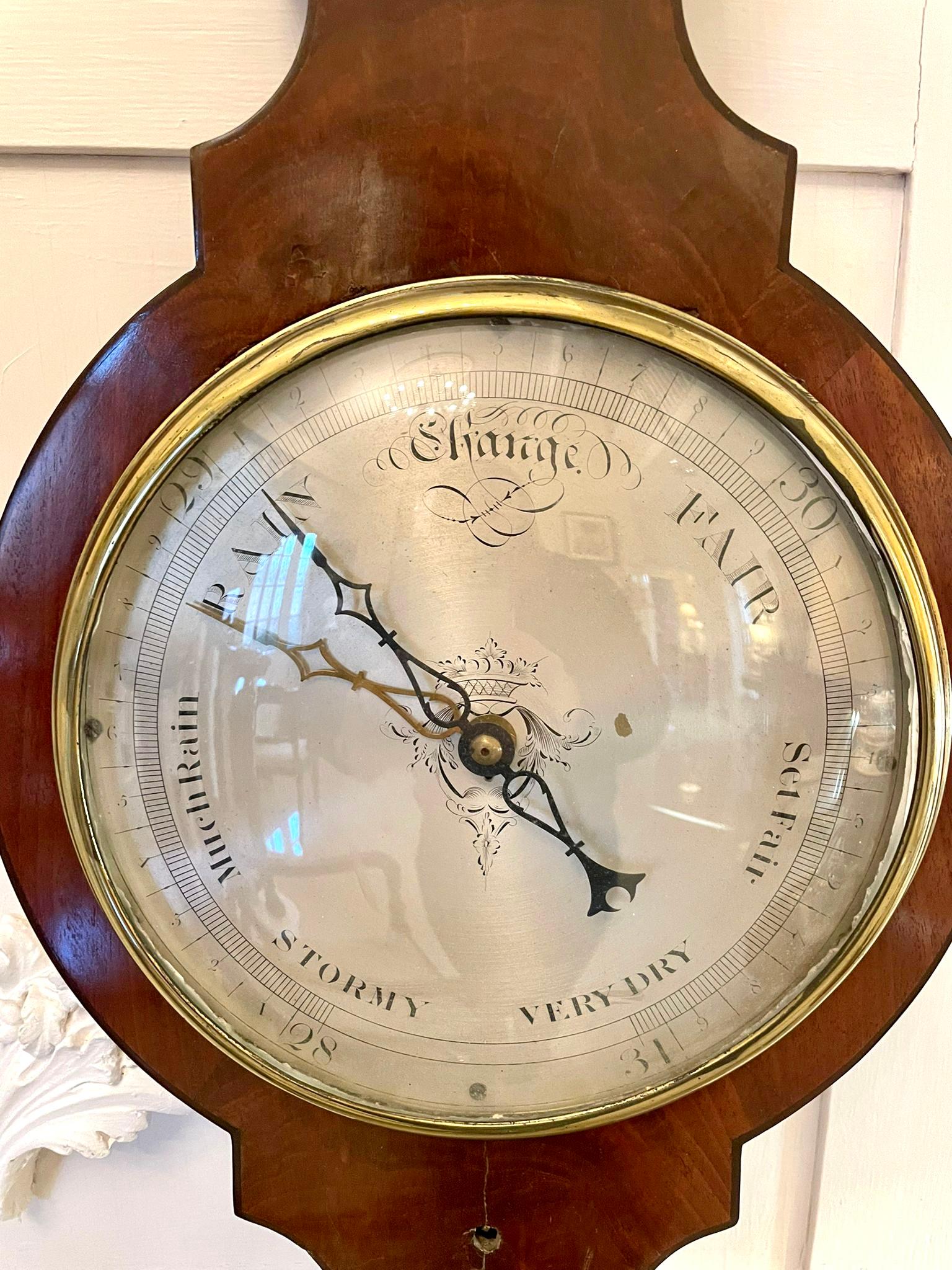 Fine George III Quality Mahogany Banjo Barometer 4